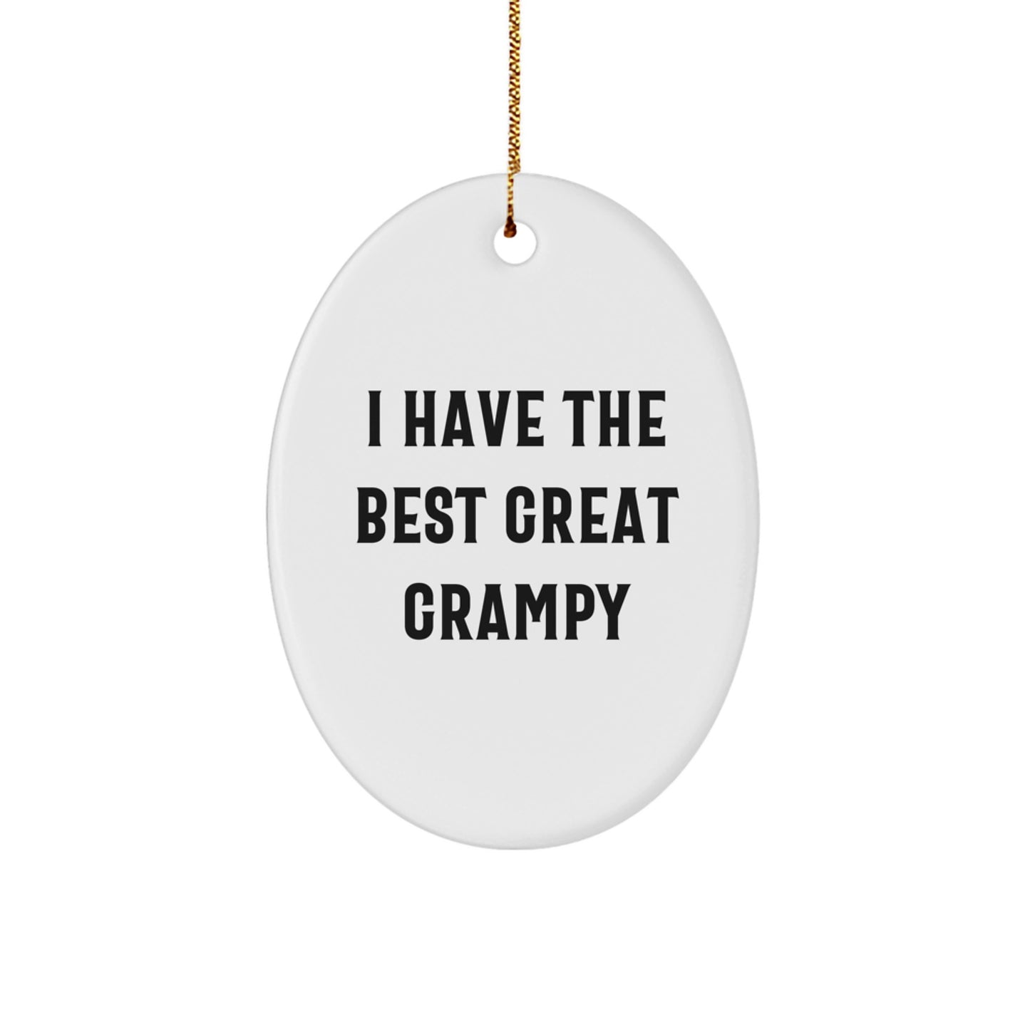 Funny Grampy Gifts for Him Christmas Oval Ornament, 'I Have The Best Great Grampy', White, Oval Shaped - Image 1