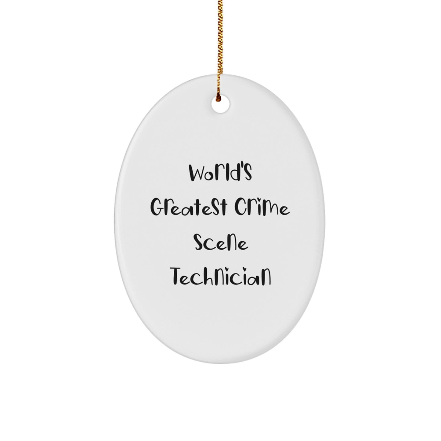 Funny Crime Scene Technician Gifts for Men, World's Greatest Oval Ornament, White, Christmas Unique Gifts from Family - Image 1
