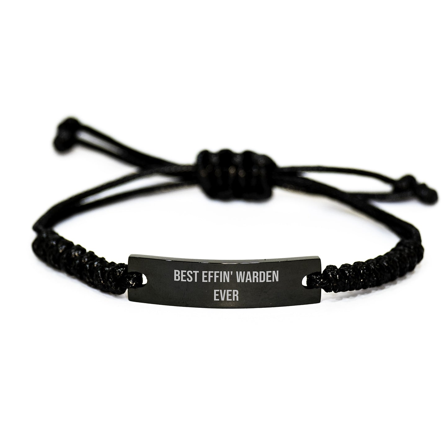 Funny Warden Gifts from Friends, Best Effin' Warden Ever Rope Bracelet for Graduation, Adjustable Rope Jewelry for Men and Women - Image 1