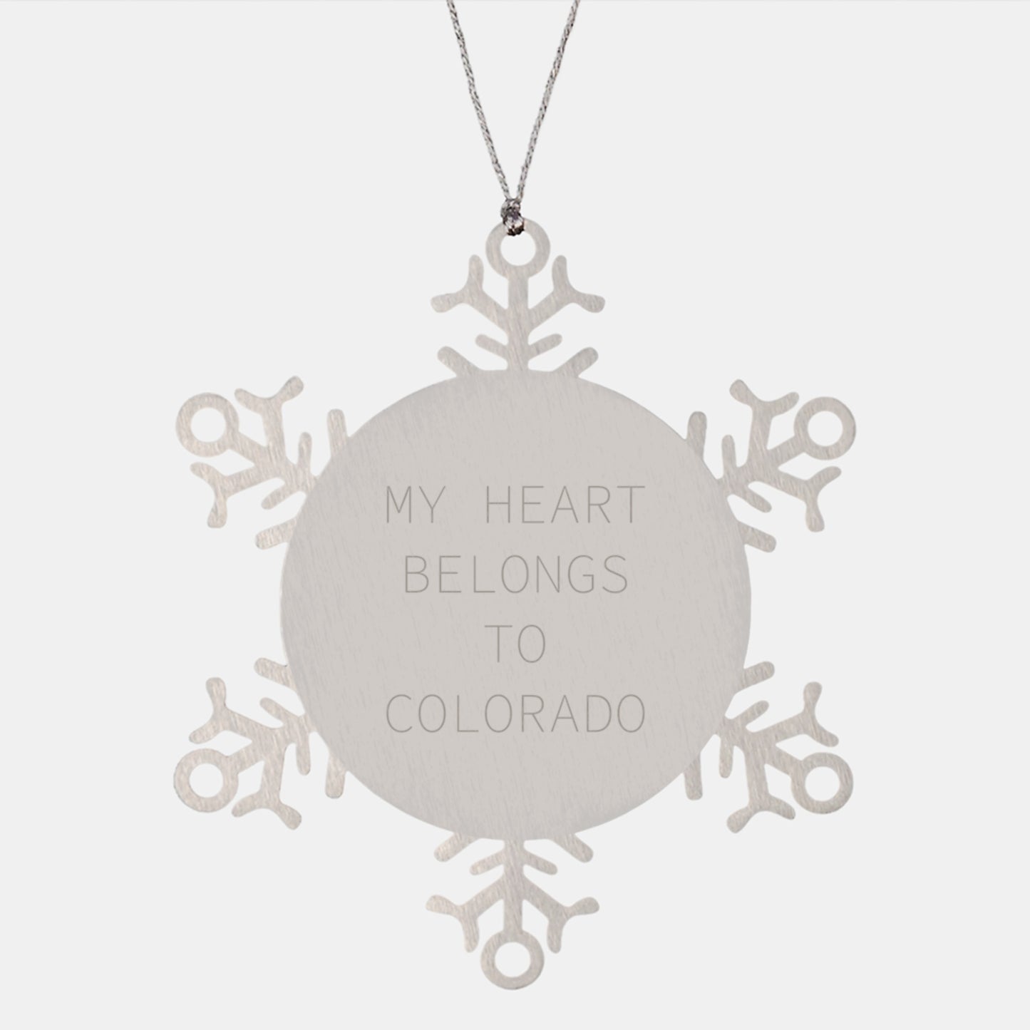 Colorado Snowflake Ornament, 'My Heart Belongs To Colorado', Shatterproof Gift from Friends to Family for Christmas - Image 1
