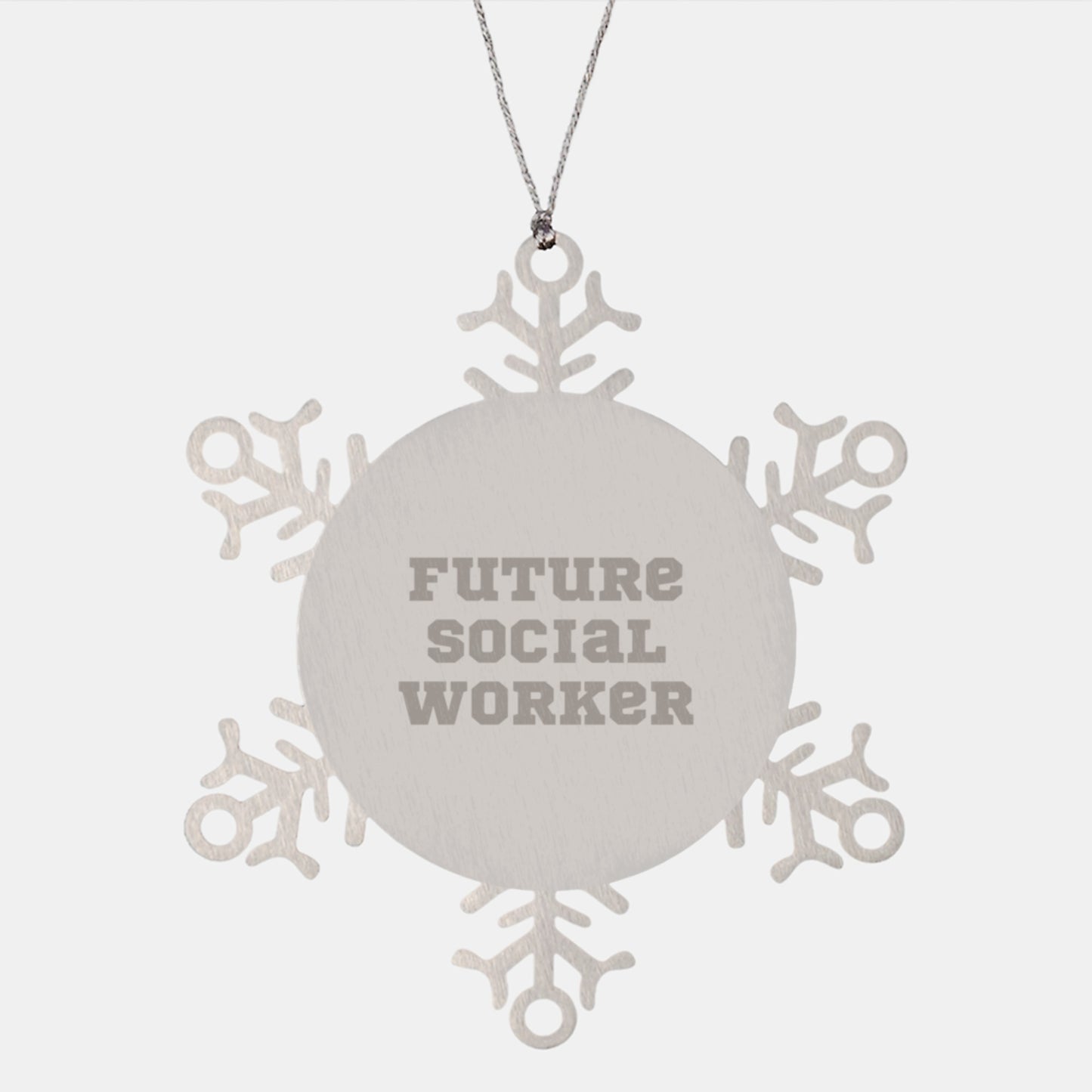 Funny Snowflake Ornament for Social Workers, Gifts from Family to Future Social Worker, 3.14 Inch Stainless Steel - Image 1