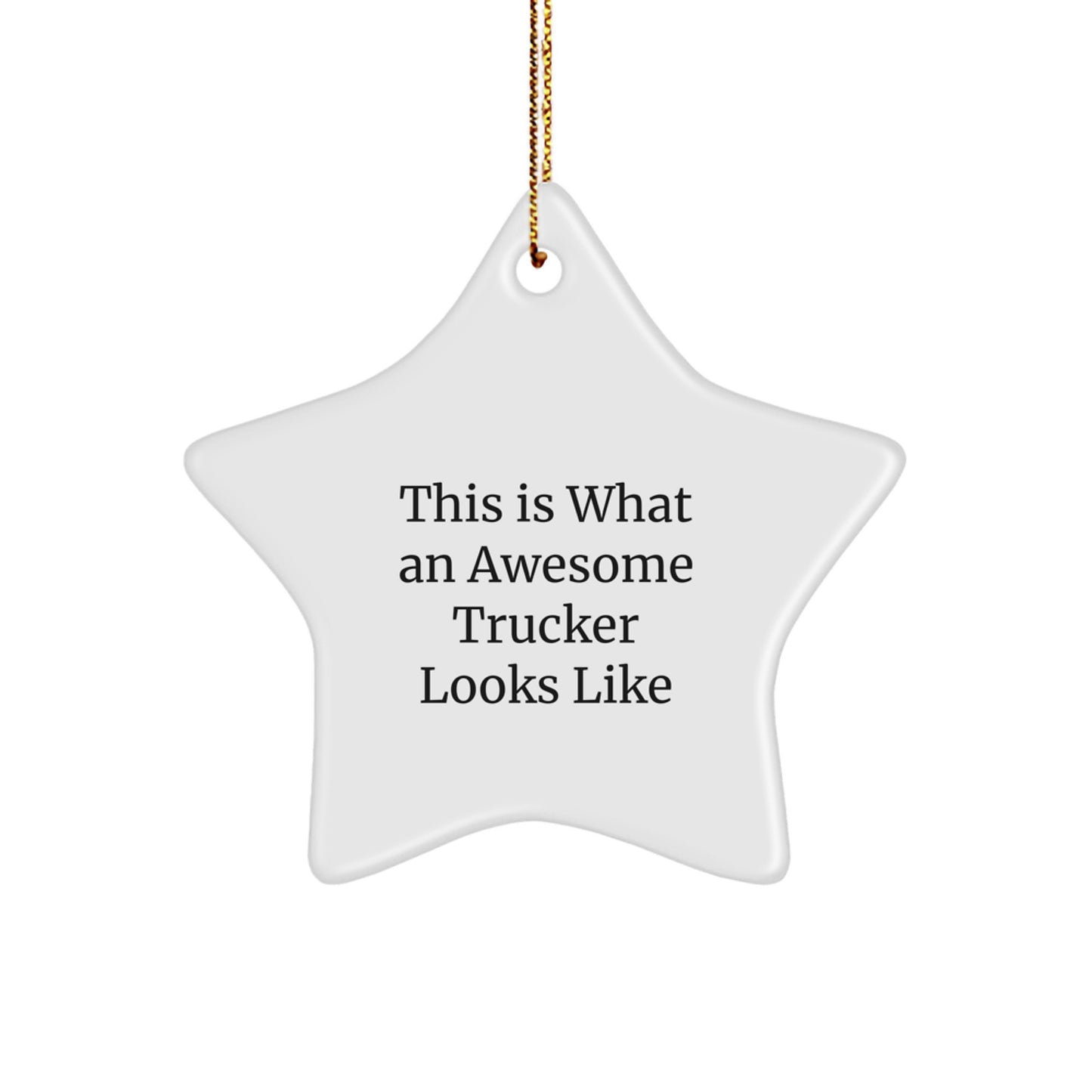 Funny Trucker Star Ornament Gifts from Men to Trucker Friends - This Is What An Awesome Trucker Looks Like Christmas Unique - Image 1