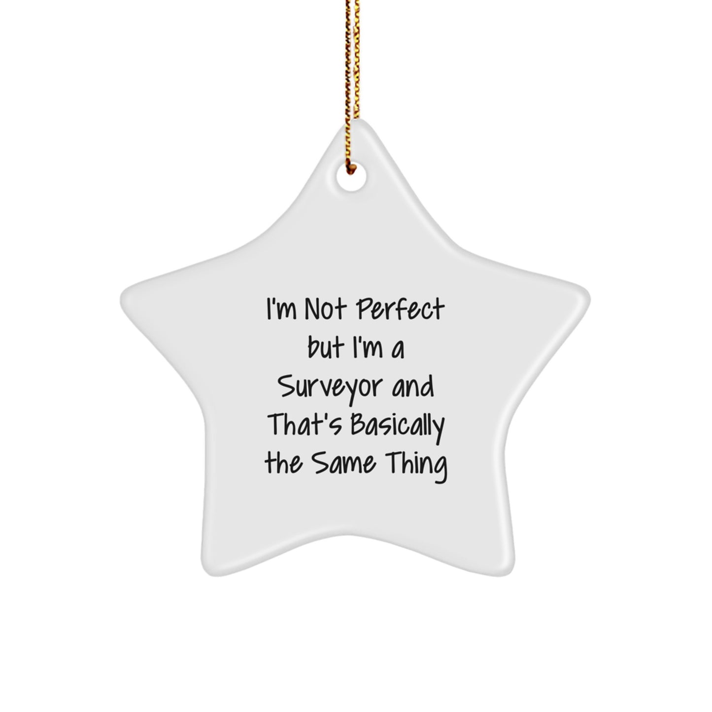 Funny Surveyor Gifts, 'I'm Not Perfect' Star Ornament for Surveyor Friends, Christmas Unique Gifts from Family - Image 1