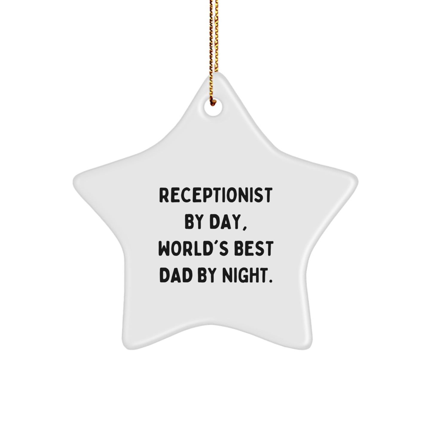 Funny Receptionist Gifts for Men from Coworkers at Christmas Unique Star Ornament - Image 1