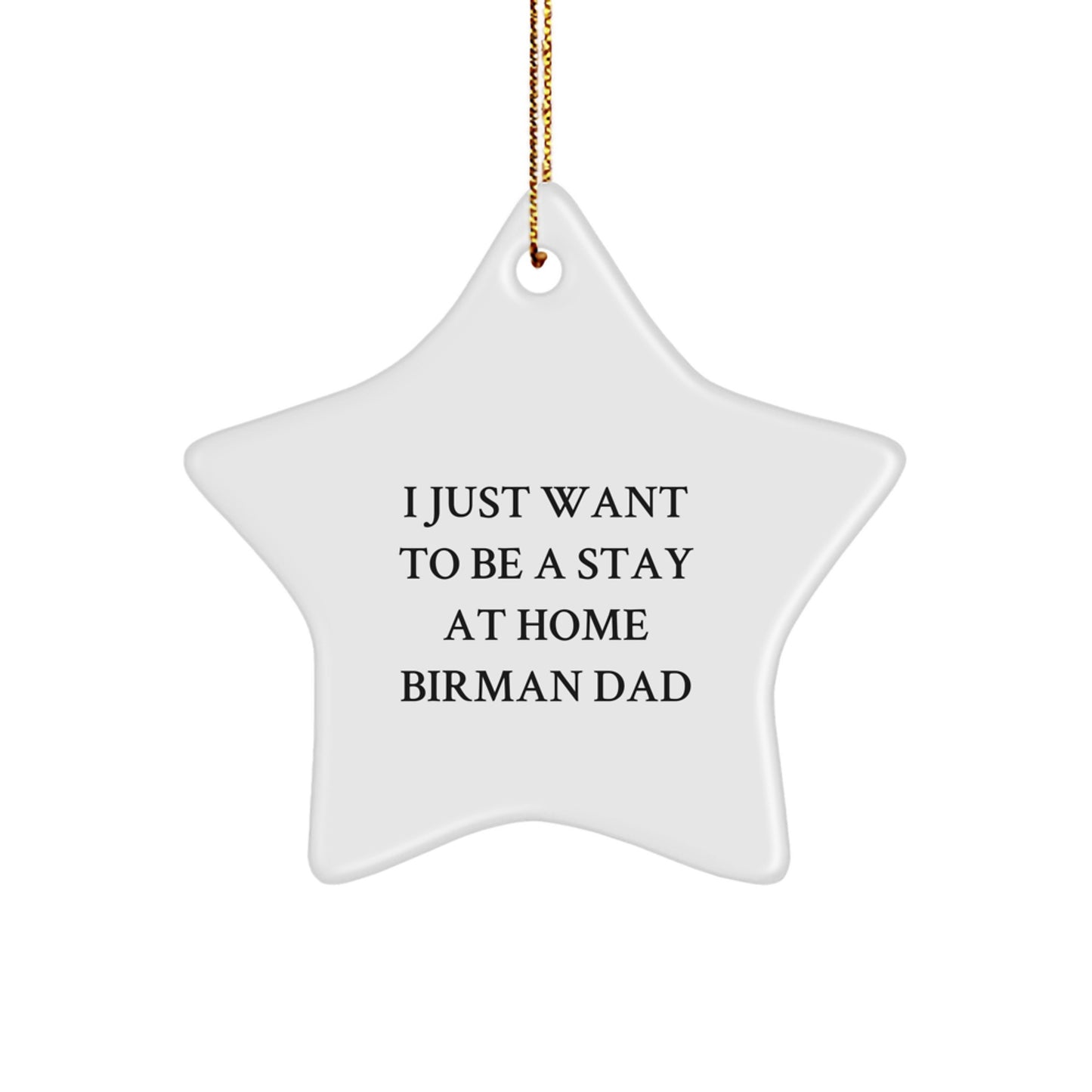 Gifts from Men for Birman Cat Lovers - 'I Just Want To Be A Stay At Home Birman Dad' Star Ornament for Christmas - Image 1