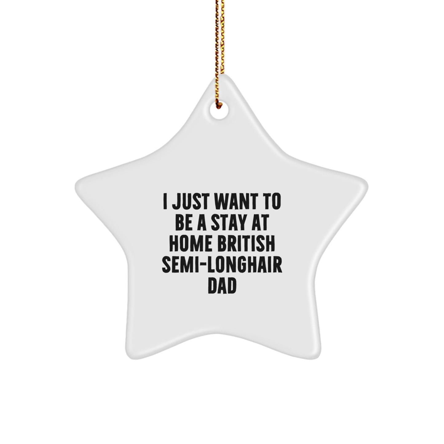 British Semi-Longhair Cat Dad's Star Ornament Gift from Family for Christmas, Funny Quote I Just Want To Be A Stay At Home British Semi-longhair Dad - Image 1