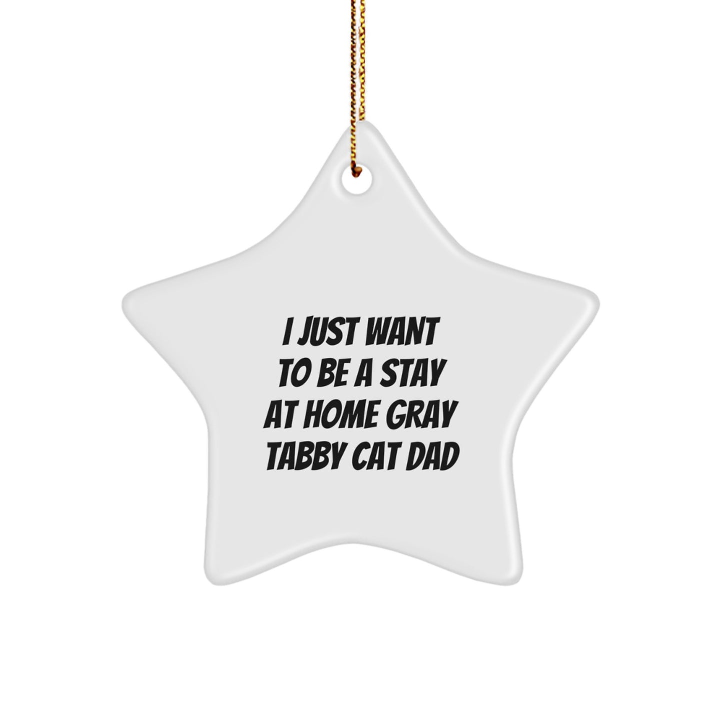 Funny Gray Tabby Cat Dad Quote Star Ornament Gifts for Him from Loved Ones, Unique Christmas Memorable Present for Home Decor - Image 1
