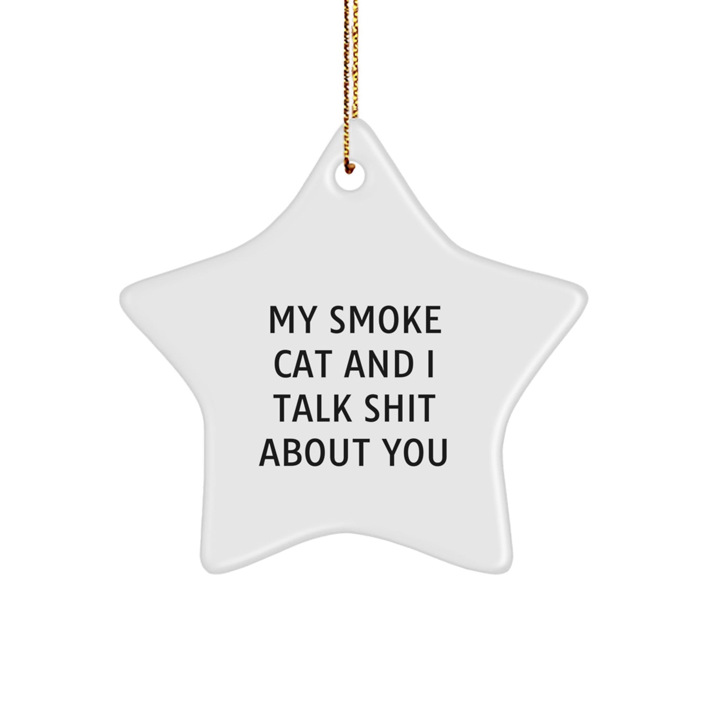 Funny Smoke Cat Star Ornament Gifts from Friends for Christmas - 'My Smoke Cat And I Talk Shit About You' Star Decorations - Image 1