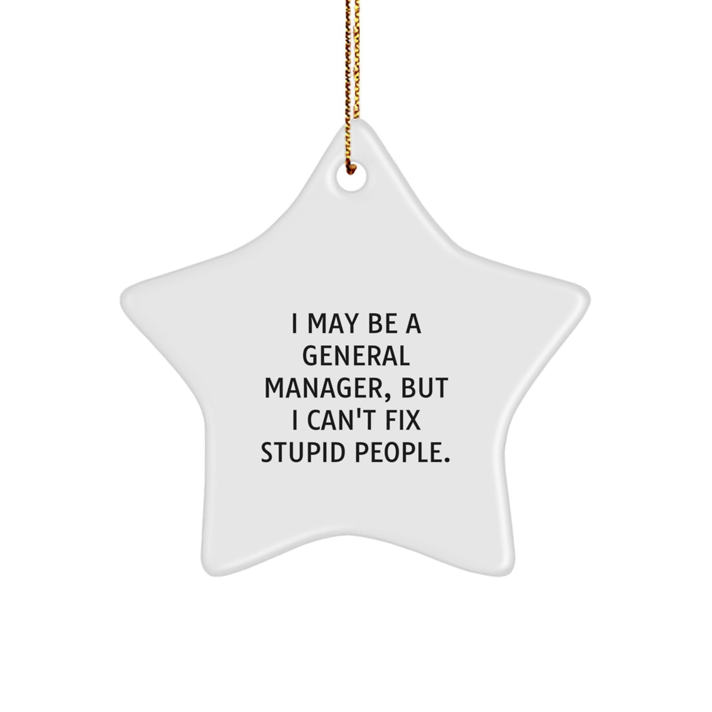 Funny General Manager Star Ornament, Gifts from Friends for Christmas Unique Gifts, 'I May Be A General Manager, But I Can't Fix Stupid People.' - Image 1