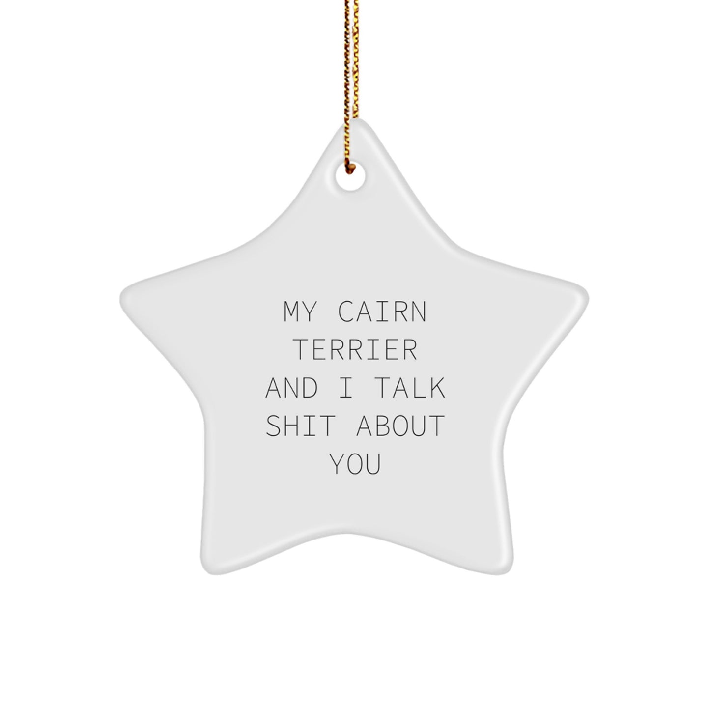 Funny Cairn Terrier Dog Gifts for Men from Friends - My Cairn Terrier And I Talk Shit About You Star Ornament - Christmas Unique Gifts for Cairn Terrier Dog Owners - Image 1