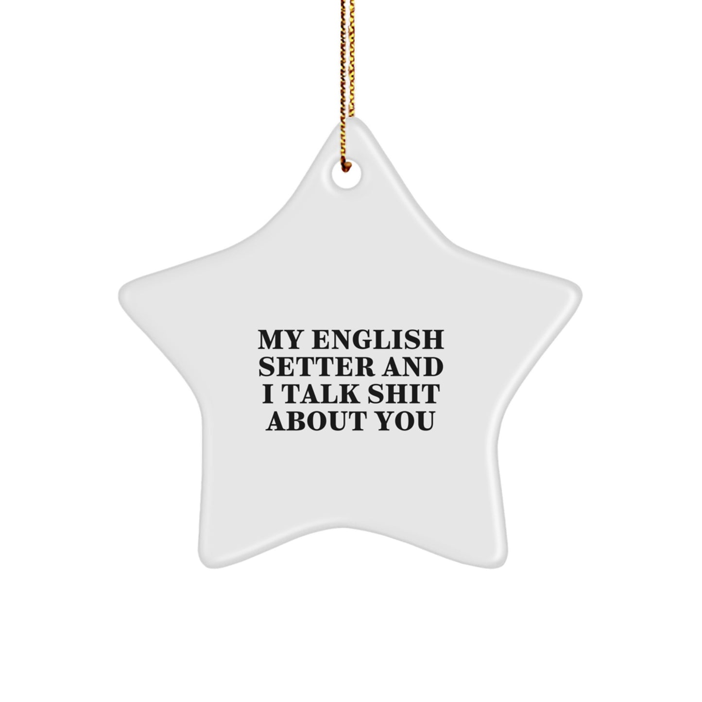 Funny English Setter Dog Star Ornament Gifts from Men to Family for Christmas - 'My English Setter And I Talk Shit About You' Star Decor - Image 1