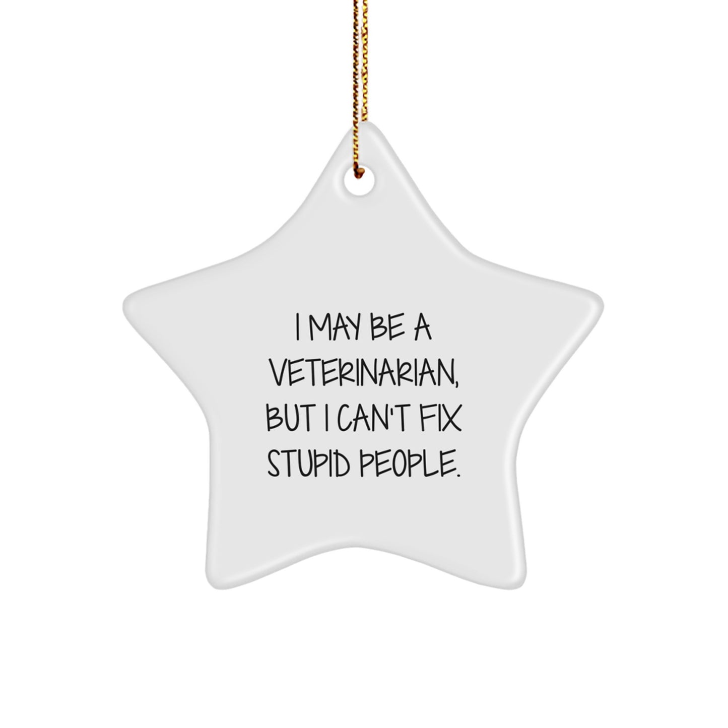 Funny Veterinarian Gifts from Family for Christmas Star Ornament 'I May Be A Veterinarian, But I Can't Fix Stupid People.' - Image 1