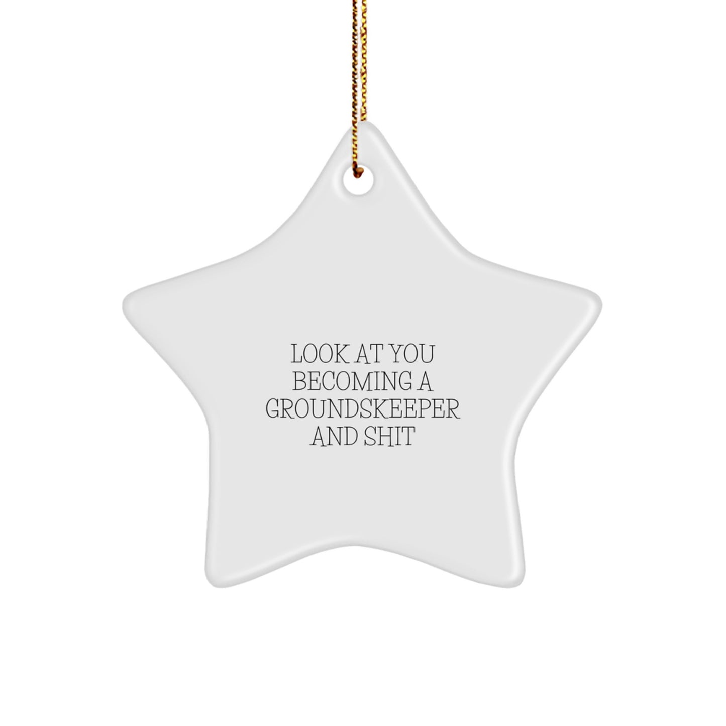 Funny groundskeeper Gifts for Men, Funny groundskeeper Christmas Unique Gifts for Him, 'Look At You Becoming A groundskeeper And Shit' Star Ornament - Image 1