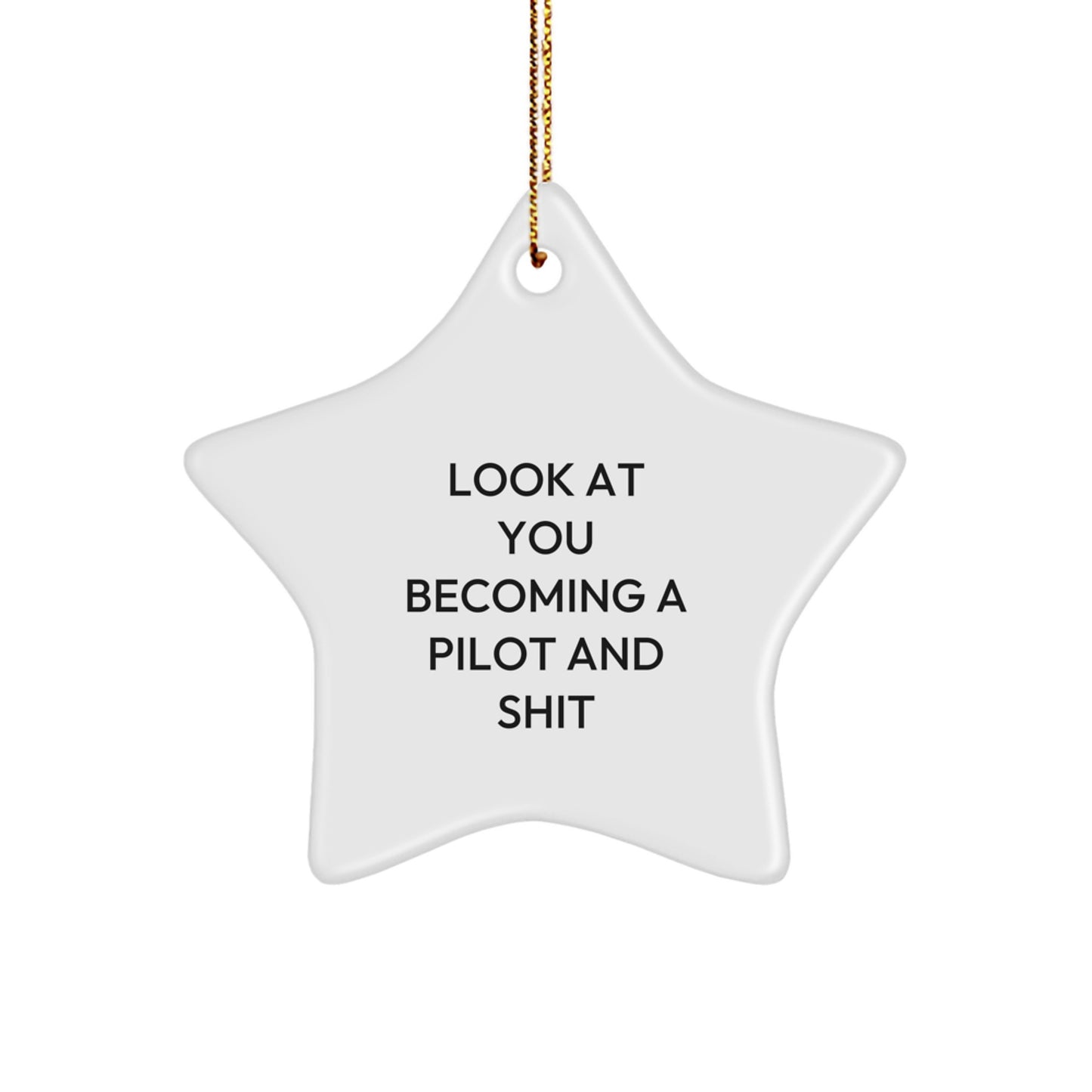 Funny Pilot Star Ornament Gifts from Friends for Pilot Enthusiasts, Pilot Christmas Unique Gifts, Look At You Becoming A Pilot And Shit Decorations - Image 1