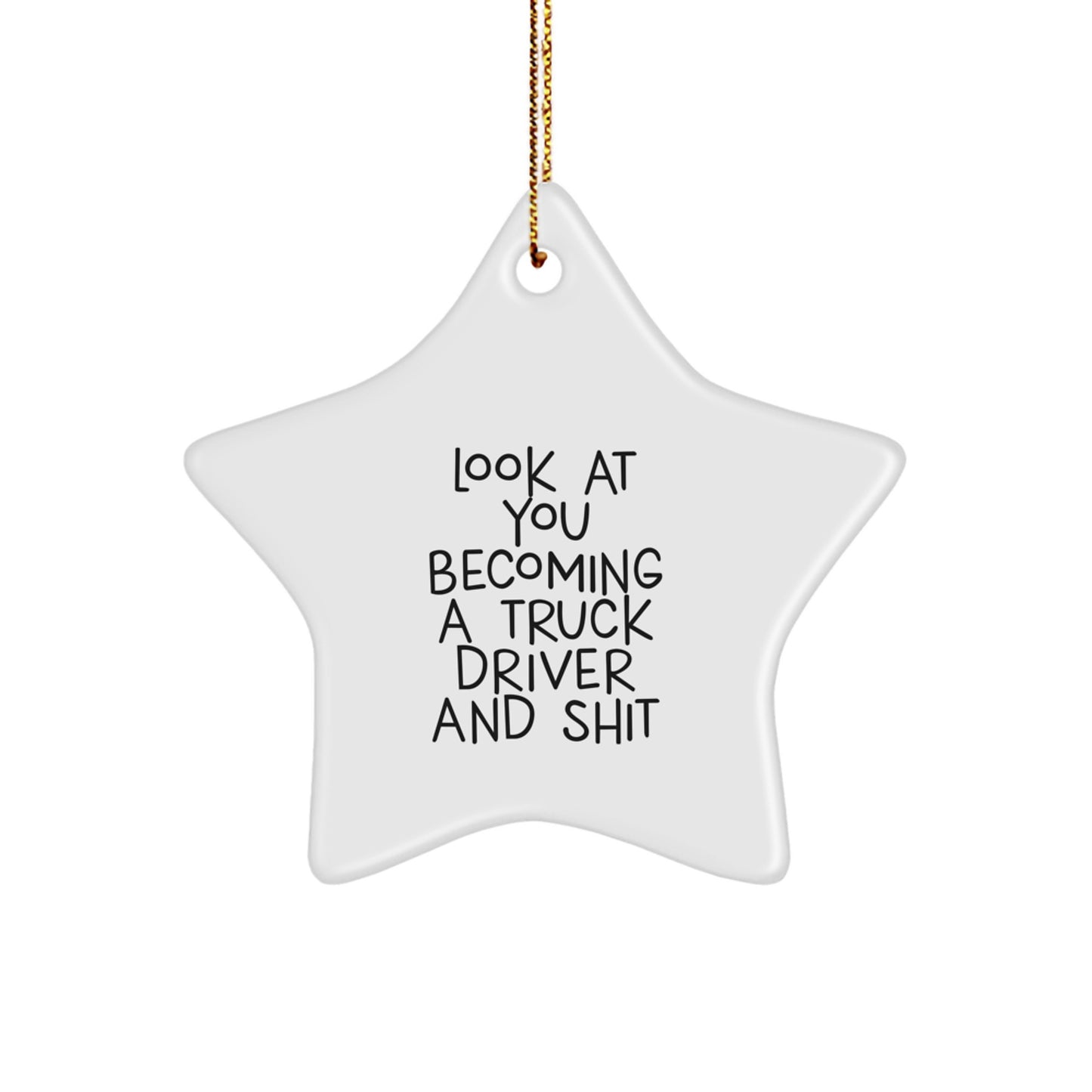 Funny Truck Driver Gifts for Men, Star Ornament with Look At You Becoming A Truck Driver And Shit, Christmas Unique Presents from Friends - Image 1