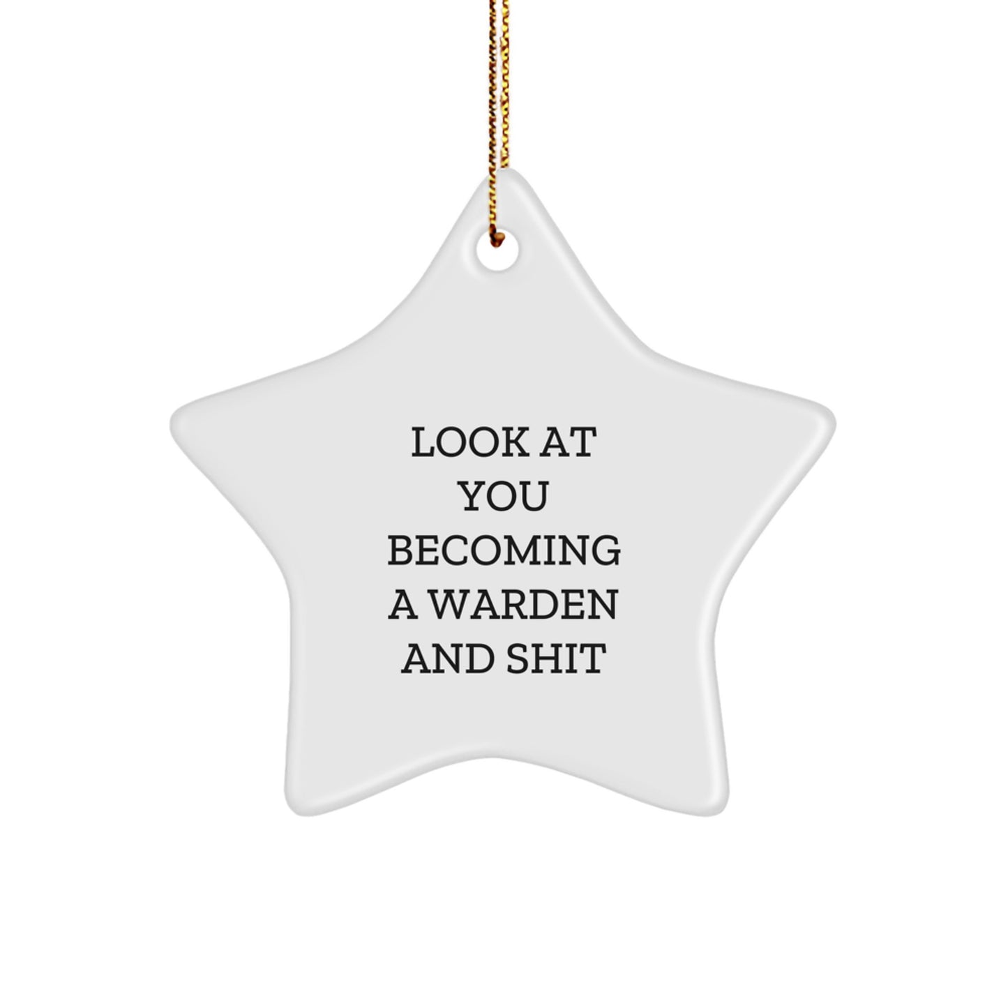 Warden Gifts - Fun Christmas Star Ornament 'Look At You Becoming A Warden And Shit' Gifts from Friends for Husbands - Image 1