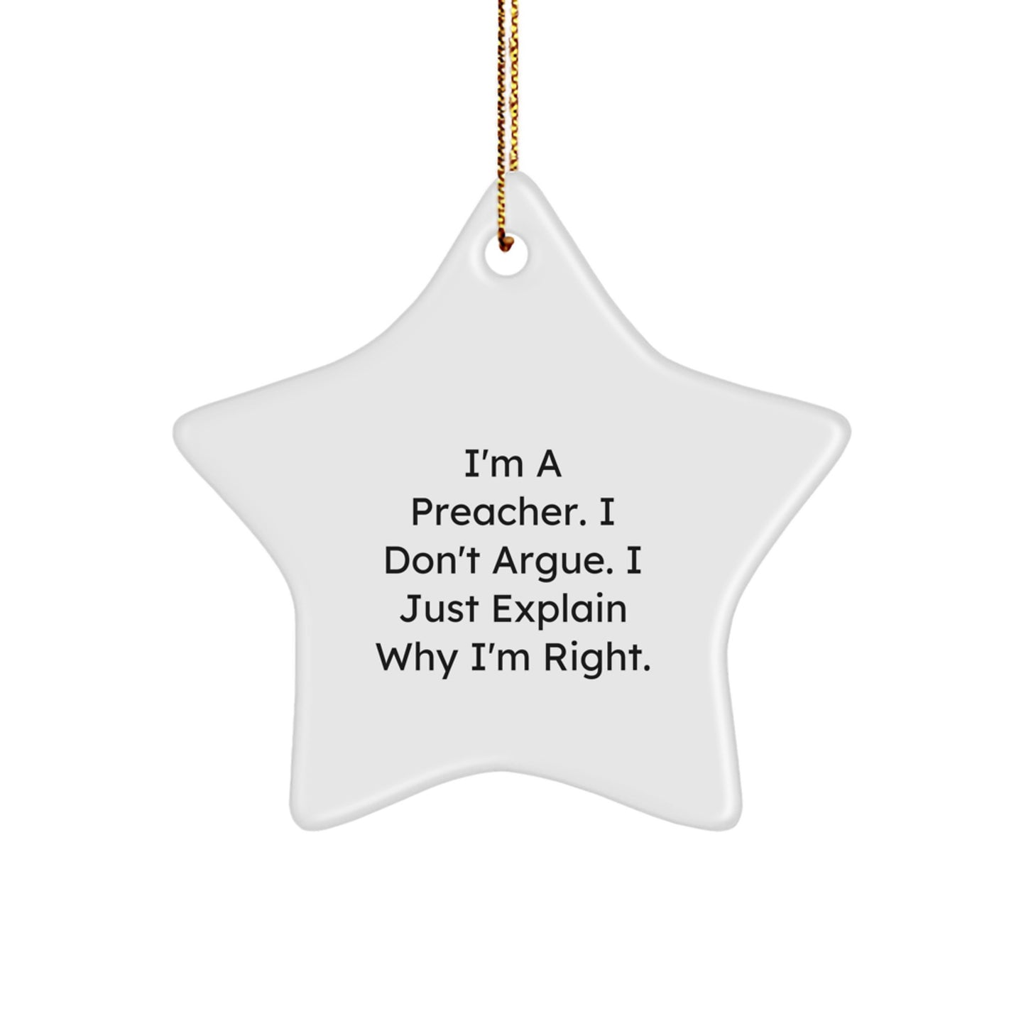 Funny Preacher Gifts for Men - I'm A Preacher Star Ornament, Unique Christmas Unique Gifts from Friends, Preacher Decorations, Christmas Tree Decor, Star Shaped Gifts, Office Decor - Image 1