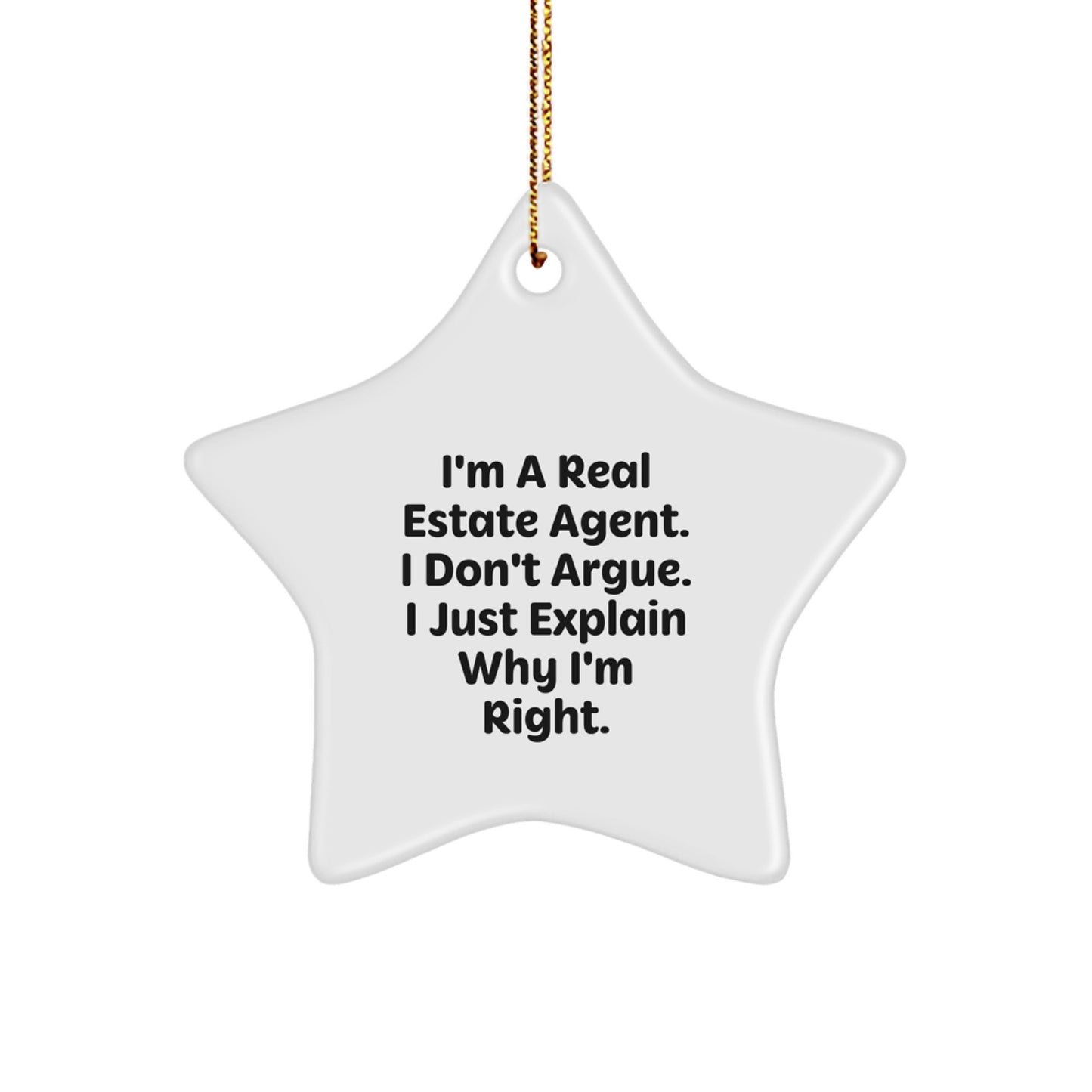 Funny Real Estate Agent Gifts from Friends for Men - Star Ornament with Inspirational Quote - Gifts for Christmas Unique - Image 1