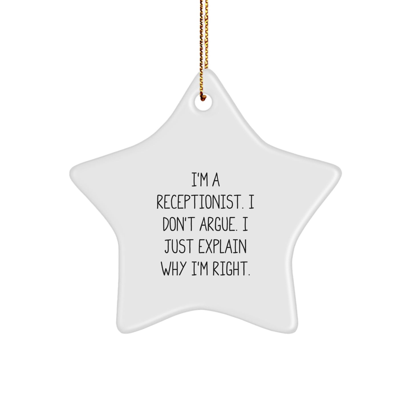 Funny Quote Star Ornament for Receptionist Gifts, Christmas Unique Decorations from Coworkers - Image 1