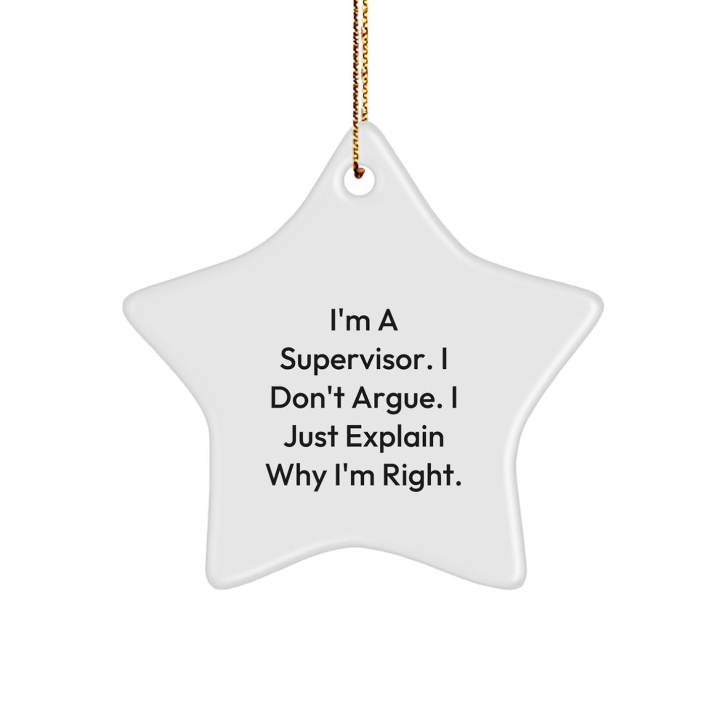 Funny Supervisor Gifts from Friends - White Star Ornament for Men or Women Coworkers - Inspirational Supervisor Christmas Unique Present - Image 1