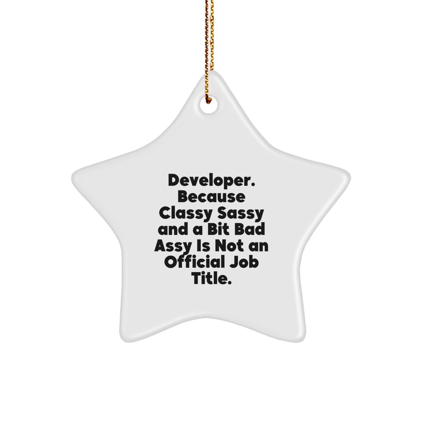 Funny Developer Gifts for Men - Developer Quotes Star Ornament, Gift from Family for Code Lover's Christmas, Classy Sassy and a Bit Fearlessy - Image 1