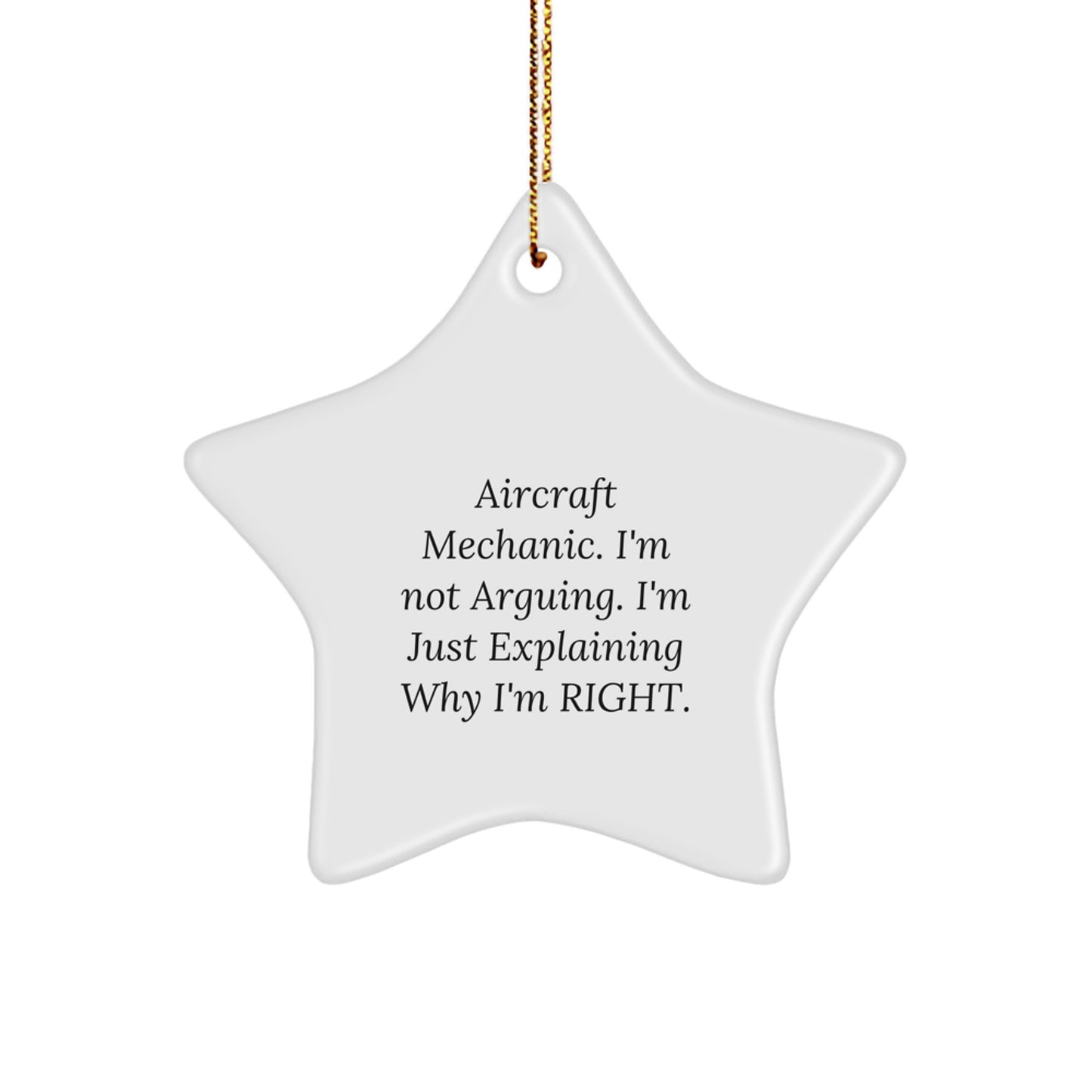 Funny Aircraft Mechanic Christmas Unique Gifts for Men from Friends - Star Ornament with Inspirational Quote - Unique Christmas Decorations for Aircraft Mechanic - Image 1