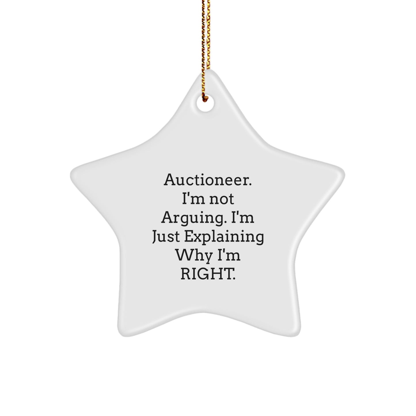 Auctioneer Gifts from Friends - Star Ornament with a Twist - 'I'm Not Arguing. I'm Just Explaining Why I'm Right.' for Auctioneer, Men, or Women, Gifts for Auctioneer, Best Christmas Unique Gifts - Image 1