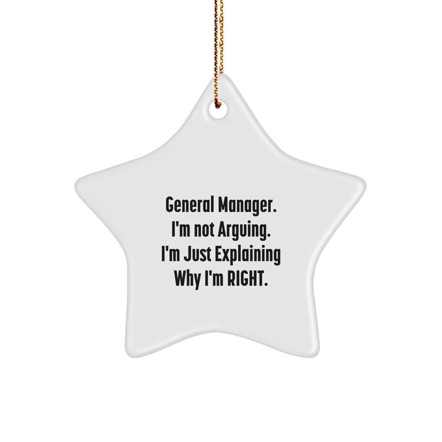 Funny General Manager Gifts from Friends for Christmas - Star Ornament Quote - General Manager Gifts for Men - Image 1
