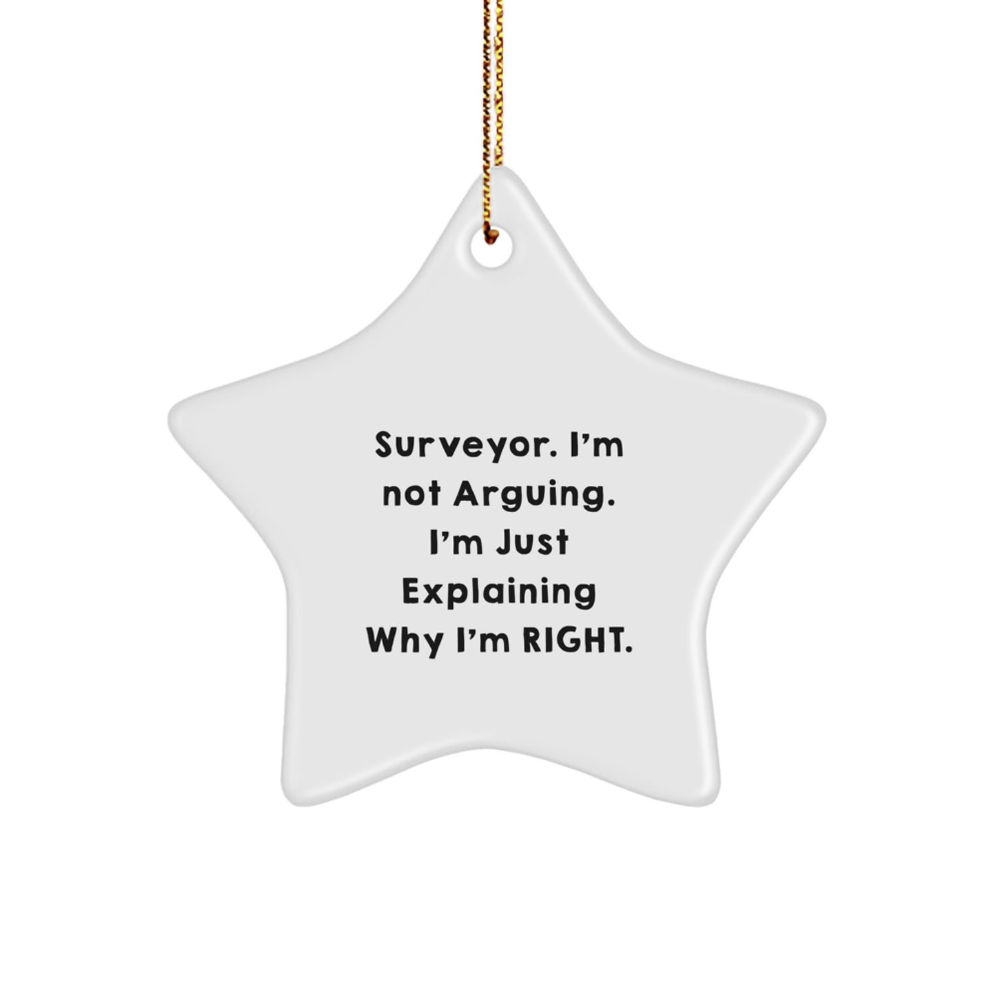 Funny Surveyor Gifts - 'I'm Not Arguing, I'm Just Explaining Why I'm Right' Star Ornament for Christmas, Gifts from Friends and Family - Image 1