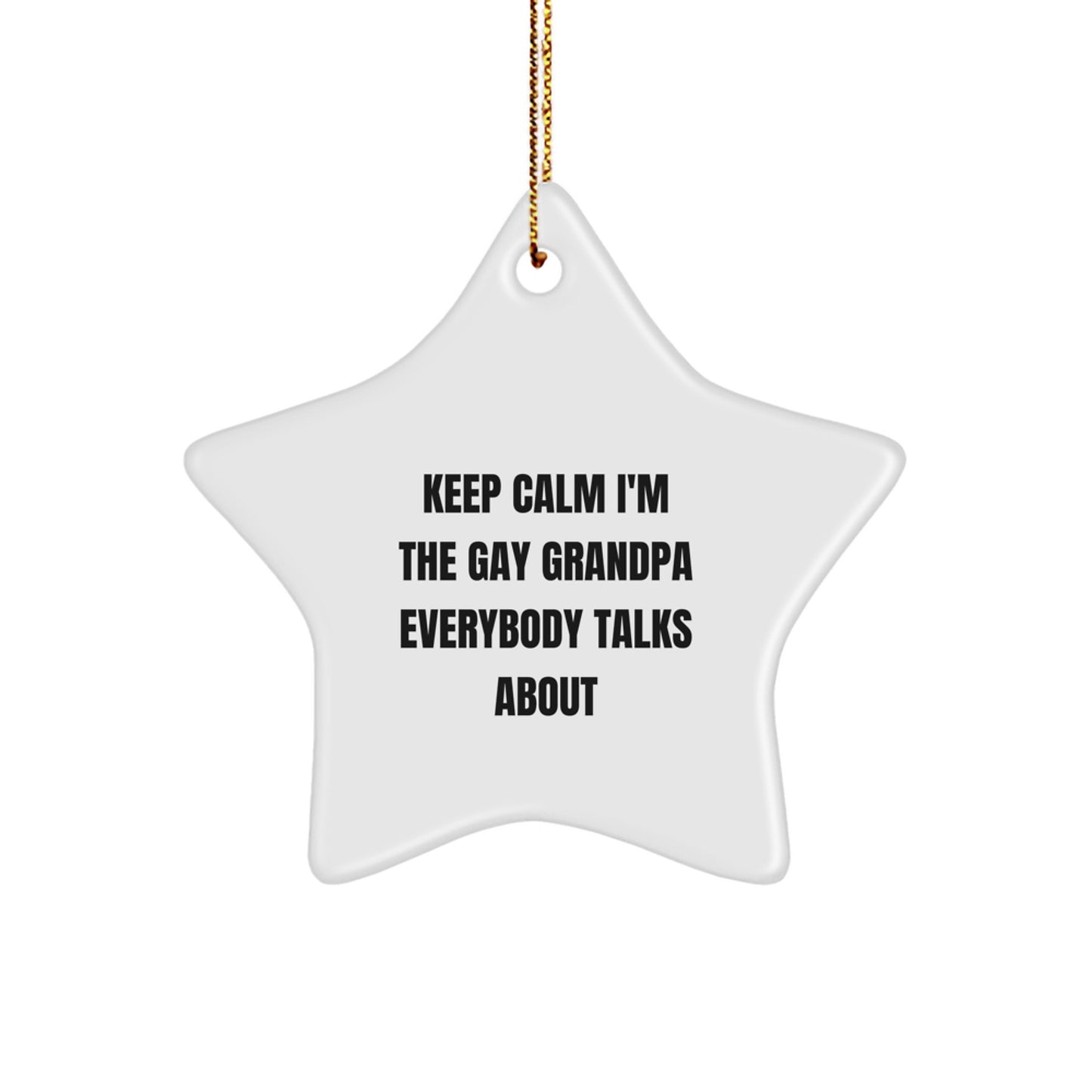 Funny Grandpa Gifts for Men - Keep Calm Star Ornament, Christmas Unique Gifts from Family - Image 1