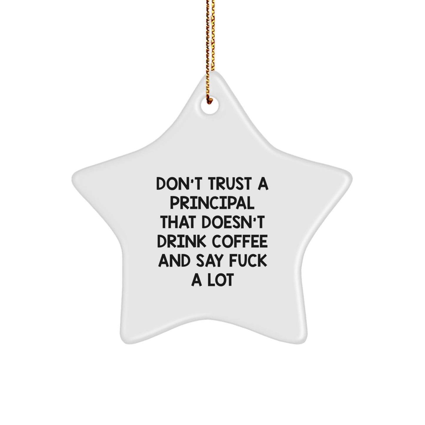 Funny Principal Gifts: 'Don't Trust A Principal That Doesn't Drink Coffee And Say F--k A Lot' Star Ornament, Gifts from Men to Friends, Gifts for Principal, Perfect for Christmas - Image 1
