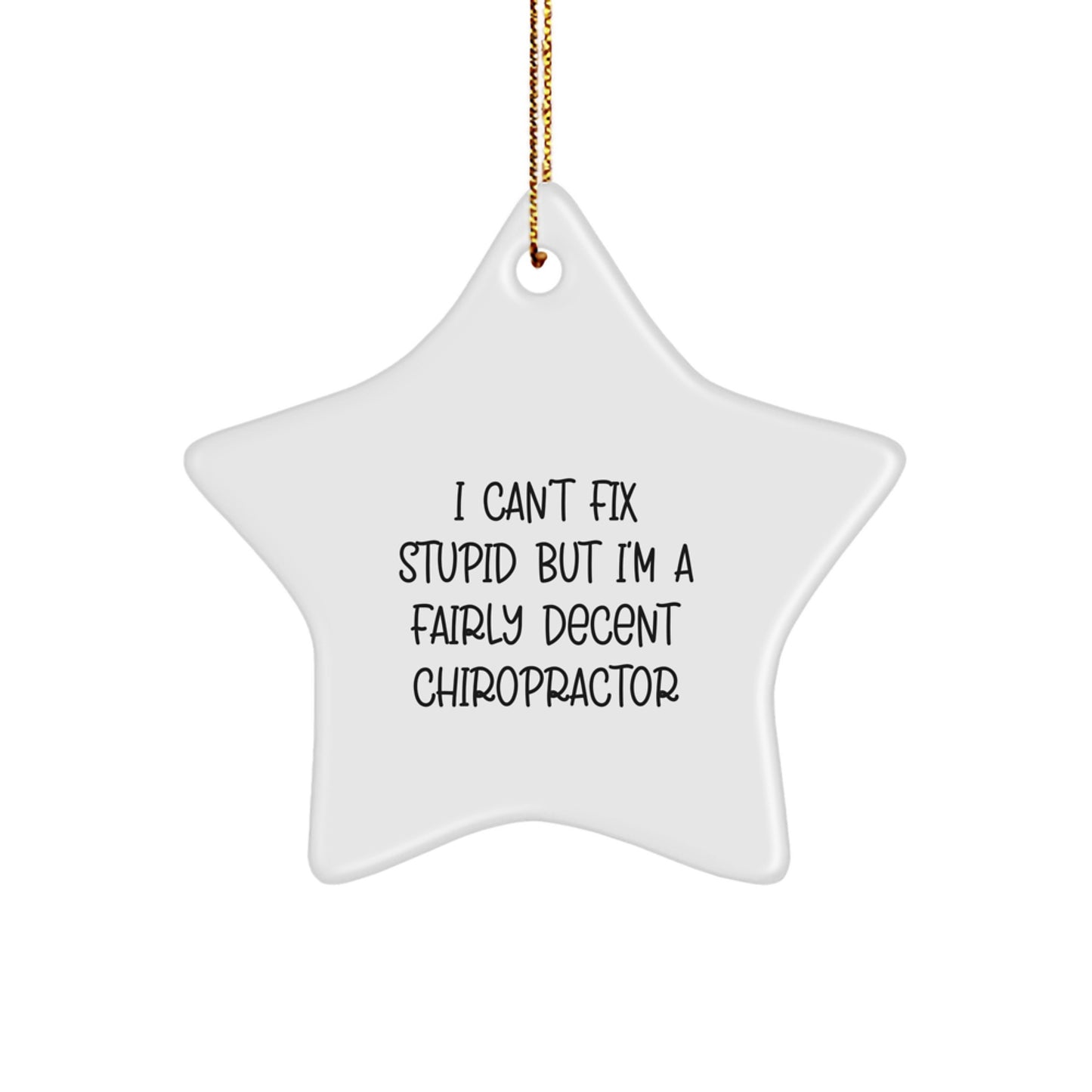 Funny Chiropractor Gifts, Star Ornament for Men, I Can't Fix Stupid But I'm A Fairly Decent Chiropractor, Christmas Unique Gifts from Friends - Image 1