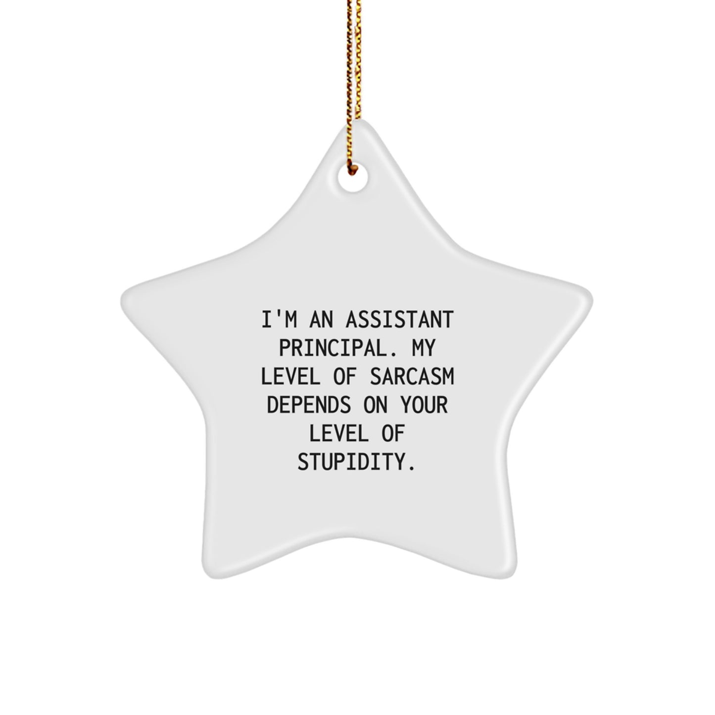 Funny Assistant Principal Gifts from Friends - I'm An Assistant Principal. 'My Level Of Sarcasm Depends On Your Level Of Stupidity.' - Star Ornament for Christmas - Image 1