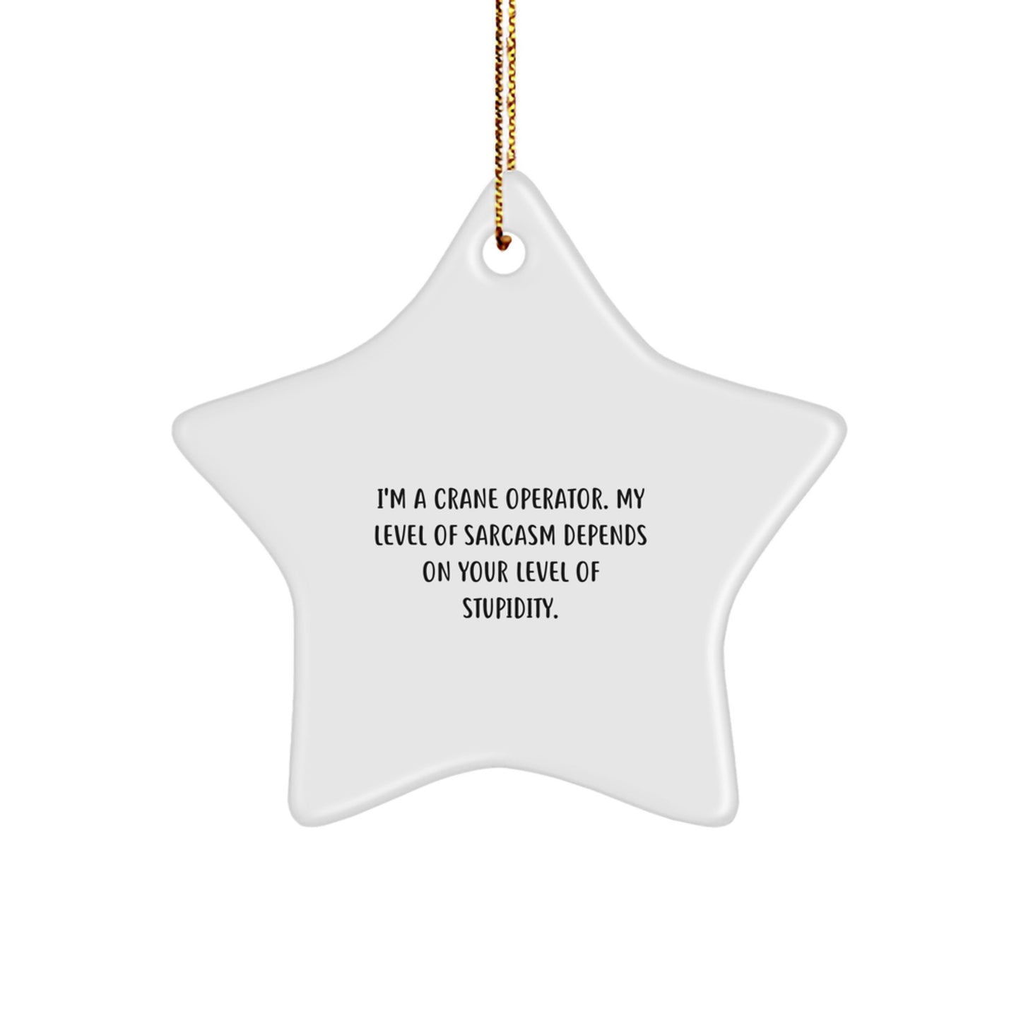 Funny Crane Operator Gifts, Star Ornament for Crane Operator, 'I'm A Crane Operator. My Level Of Sarcasm Depends On Your Level Of Stupidity' - Christmas Unique Gifts from Friends - Image 1