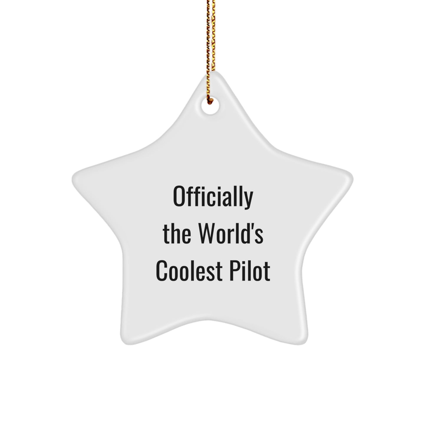 Funny Pilot Gifts for Men from Officially The World's Coolest Pilot, Star Ornament for Christmas - Image 1