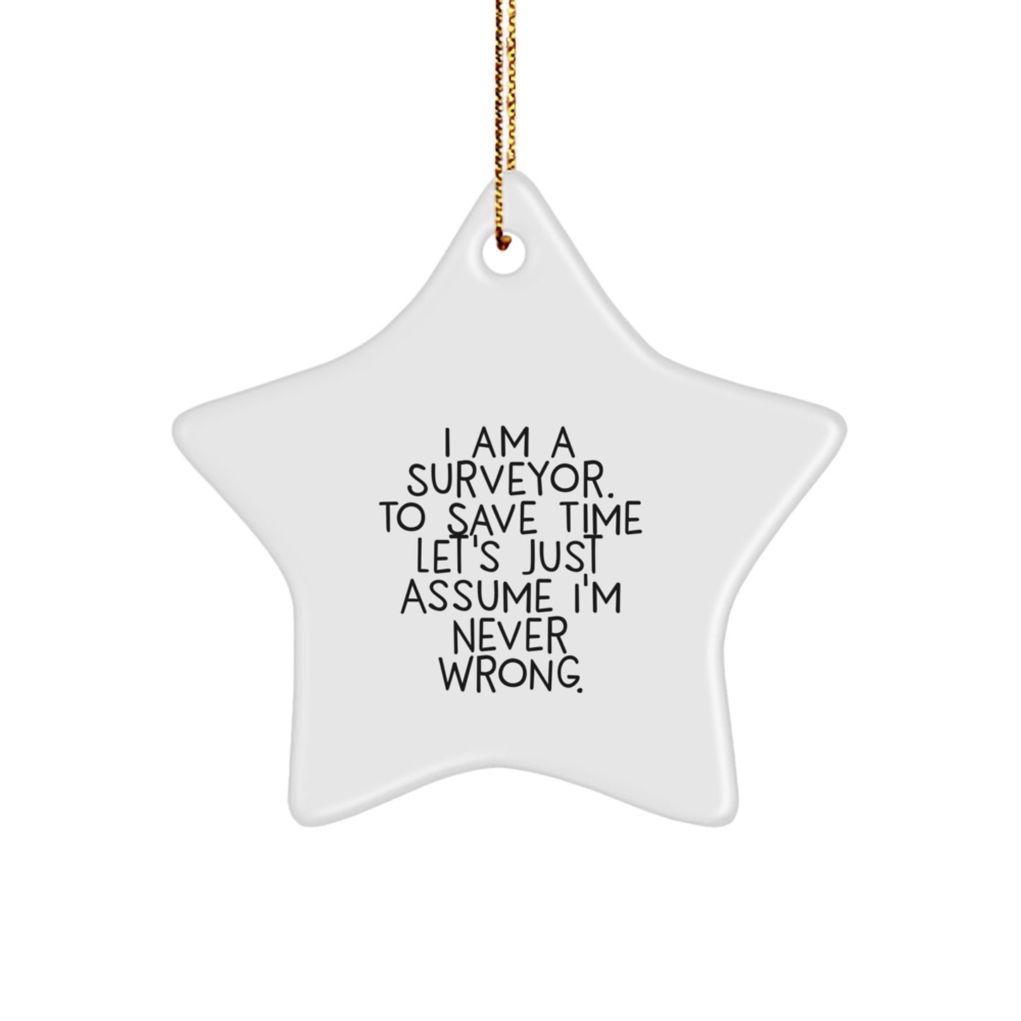 Funny Surveyor Gift for Friends, Christmas Unique Star Ornament, Inspired by I'm Never Wrong Quote - Image 1