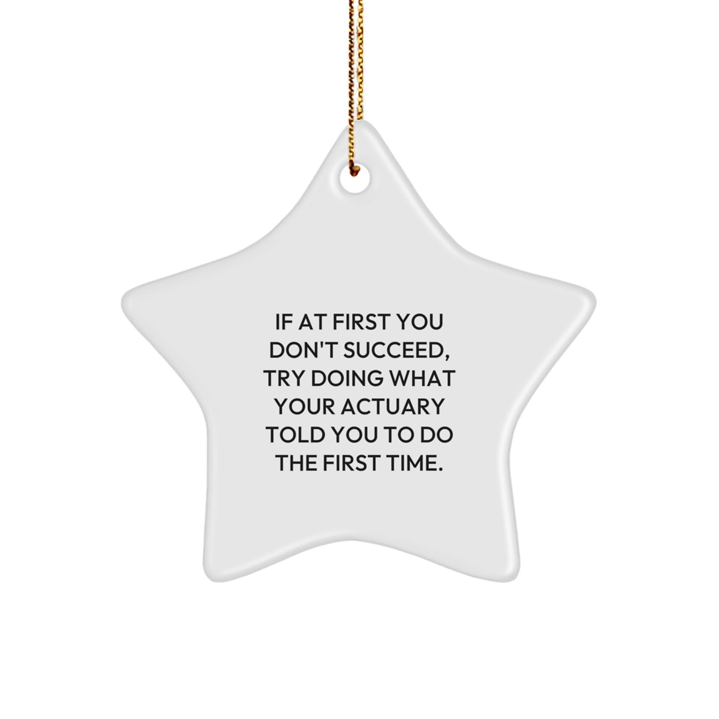 Funny Actuary Gifts for Him - Star Ornament from Friends, Coworkers, or Family - 'If At First You Don't Succeed, Try Doing What Your Actuary Told You To Do The First Time.' - Christmas Unique Gifts - Image 1
