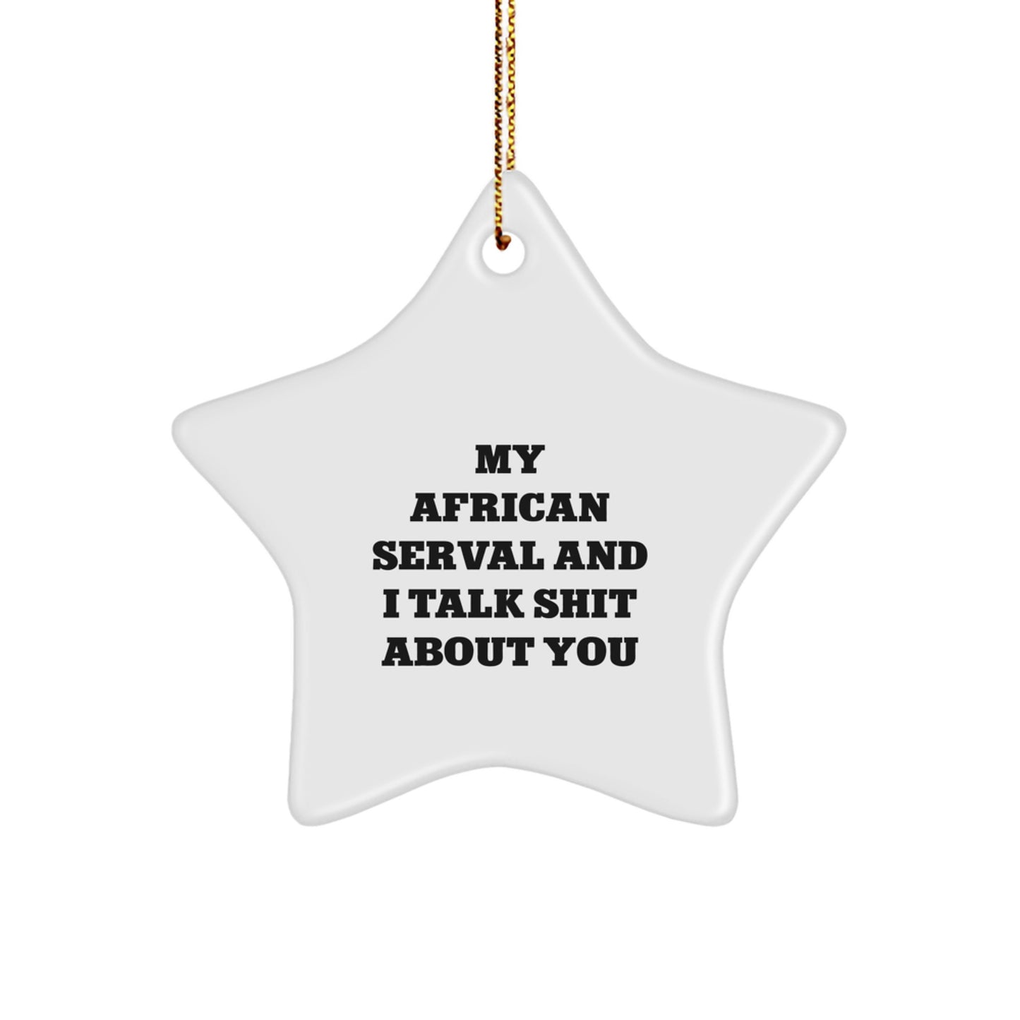 Funny African Serval Cat Gifts for Men, Friends, or Coworkers - African Serval Cat Star Ornament with Humorous Quote - Gifts from Friends, Perfect Christmas Unique Gifts - Image 1