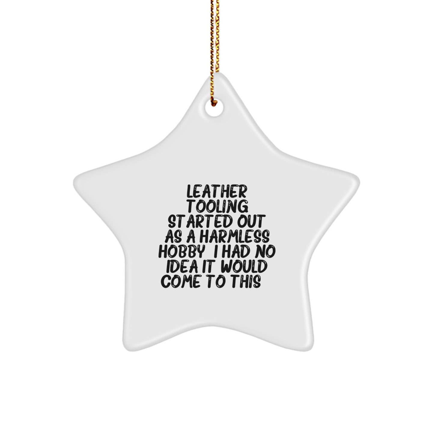 Christmas Gift for Her Leather Tooling Star Ornament Present - Image 1