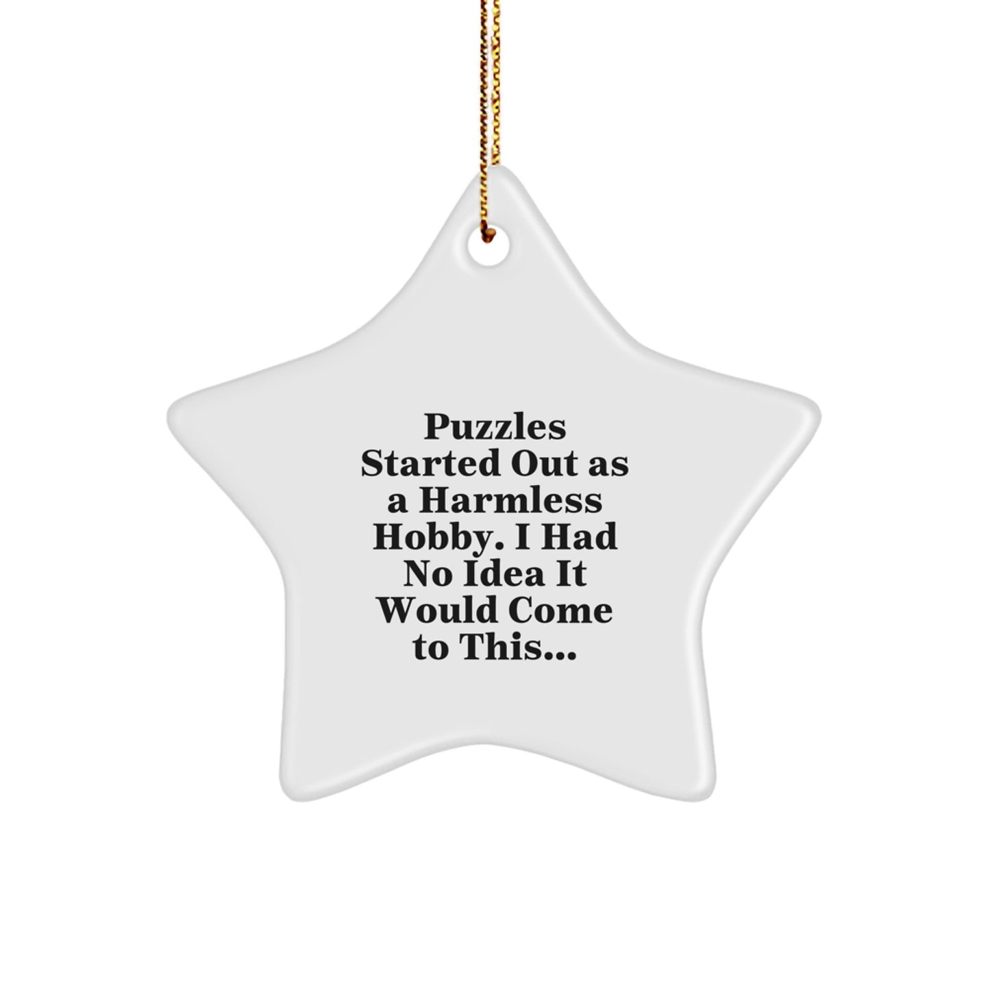 Puzzles Gifts for Men from Family - Funny Star Ornament Quote, White Star Shaped, Durable MDF, High-Gloss Finish, Vibrant Colors, Perfect for Christmas - Image 1