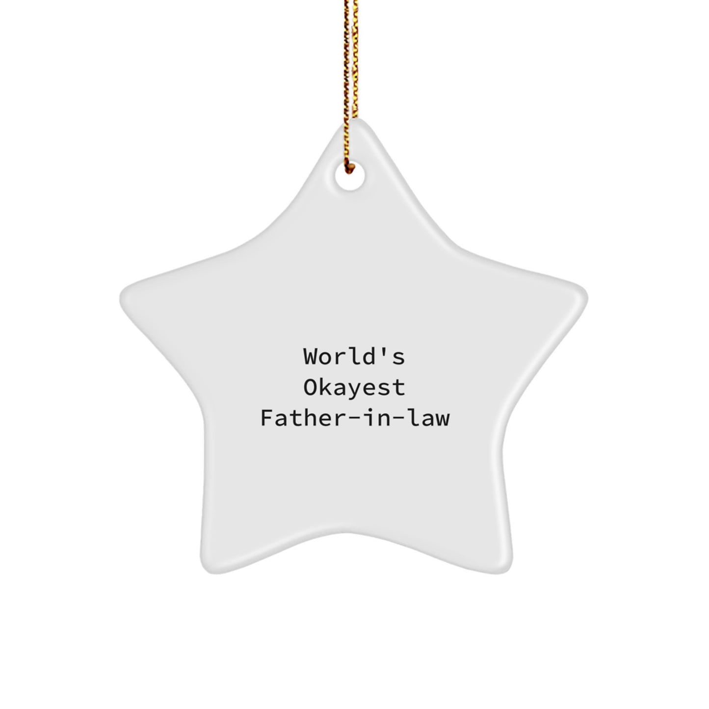 Funny Father-in-law Gifts from Family, World's Okayest Star Ornament, Christmas Unique Presents for Him - Image 1