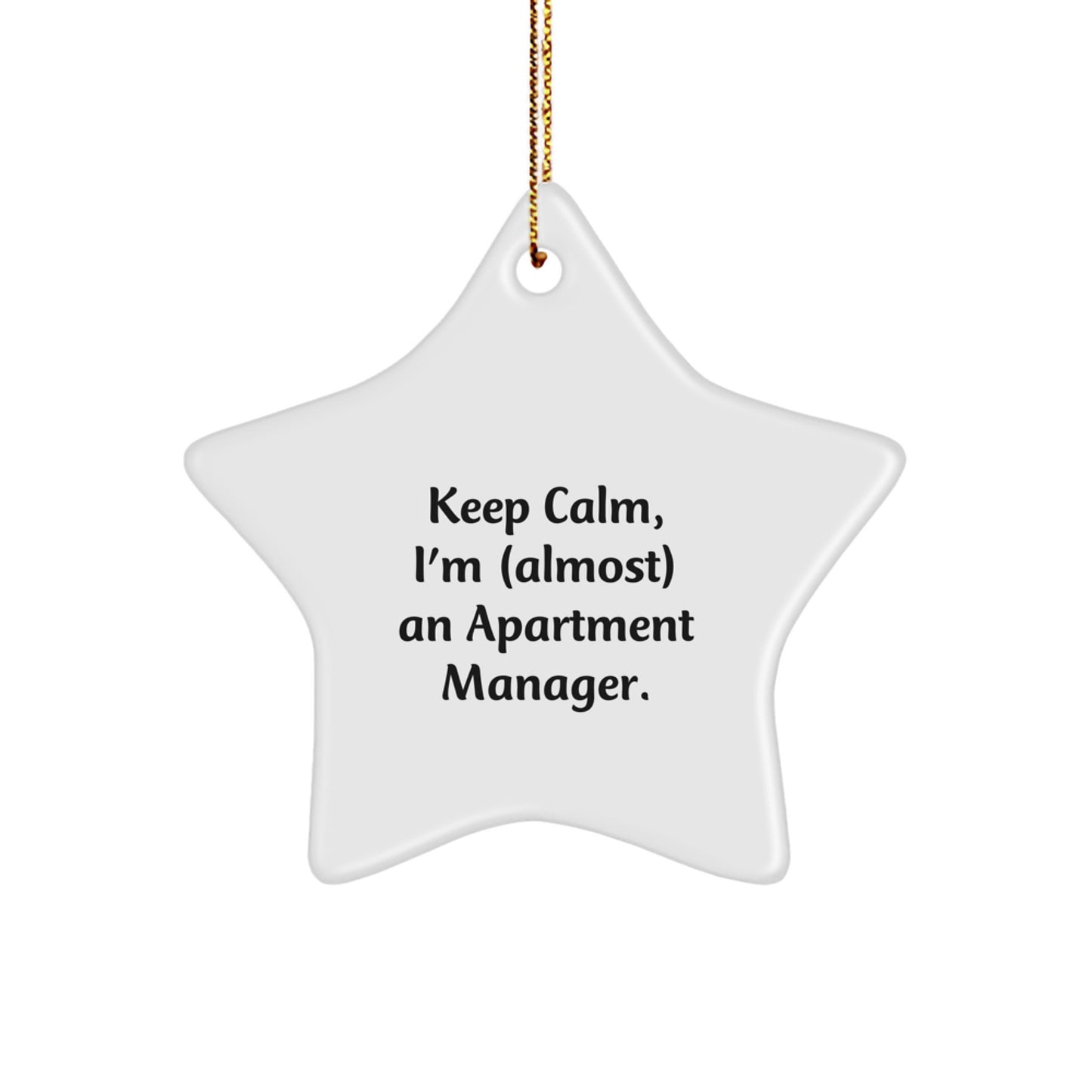 Funny Star Ornament for Apartment Manager Gifts, Christmas Unique Gifts from Friends, Coworkers, Family - Keep Calm I'm Almost An Apartment Manager - Image 1