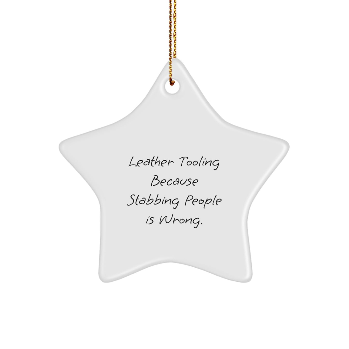 Funny Leather Tooling Star Ornament Gifts for Friends from Coworkers - Unique Christmas Decorations - Image 1