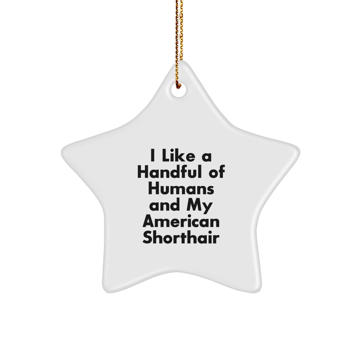 Funny American Shorthair Cat Gifts for Women from Friends, American Shorthair Cat Star Ornament, I Like A Handful Of Humans And My American Shorthair, Christmas Unique Presents - Image 1