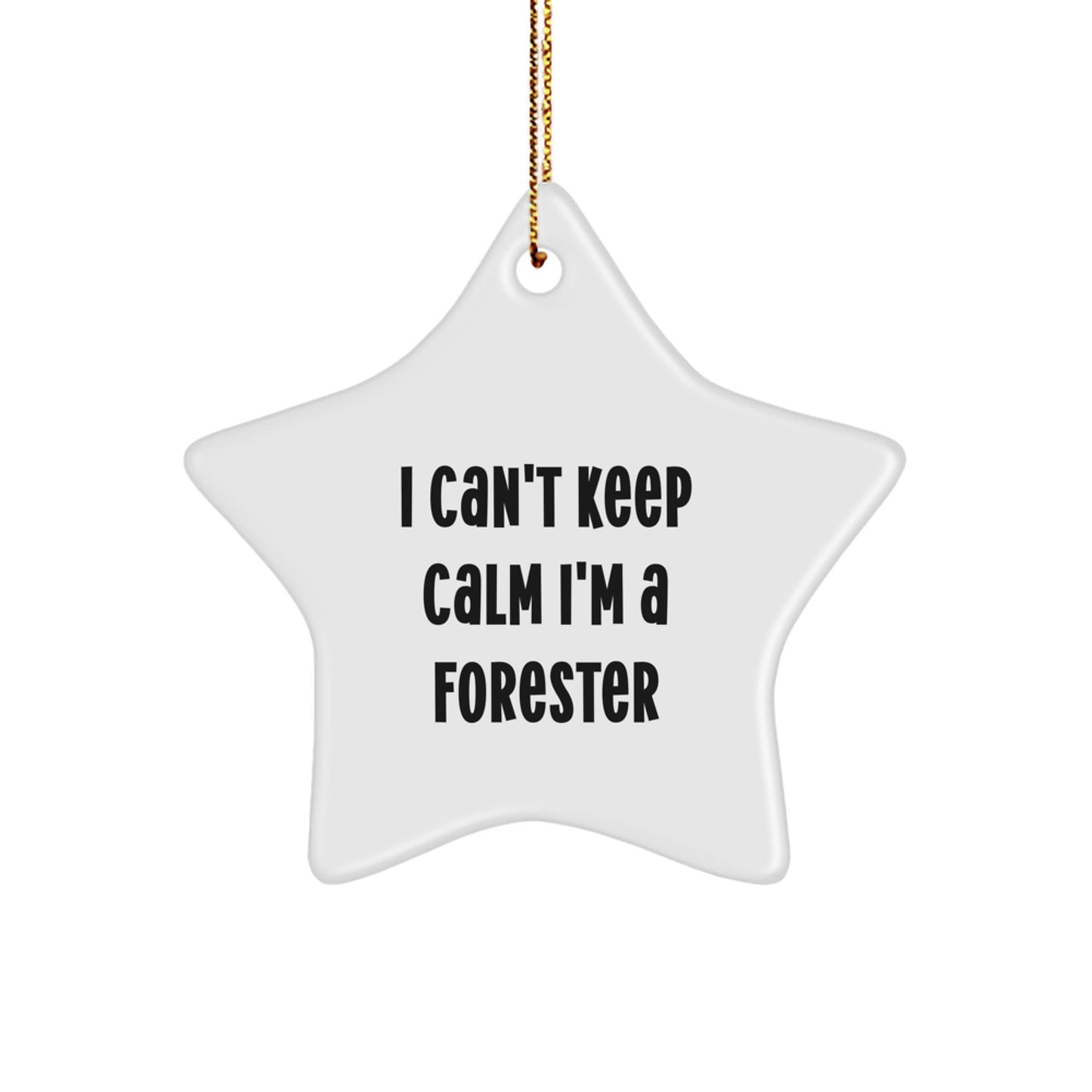 Forester Star Ornament Funny Quote Gifts from Friends for Men, 'I Can't Keep Calm I'm A Forester' White Star Shaped, Christmas Unique - Image 1