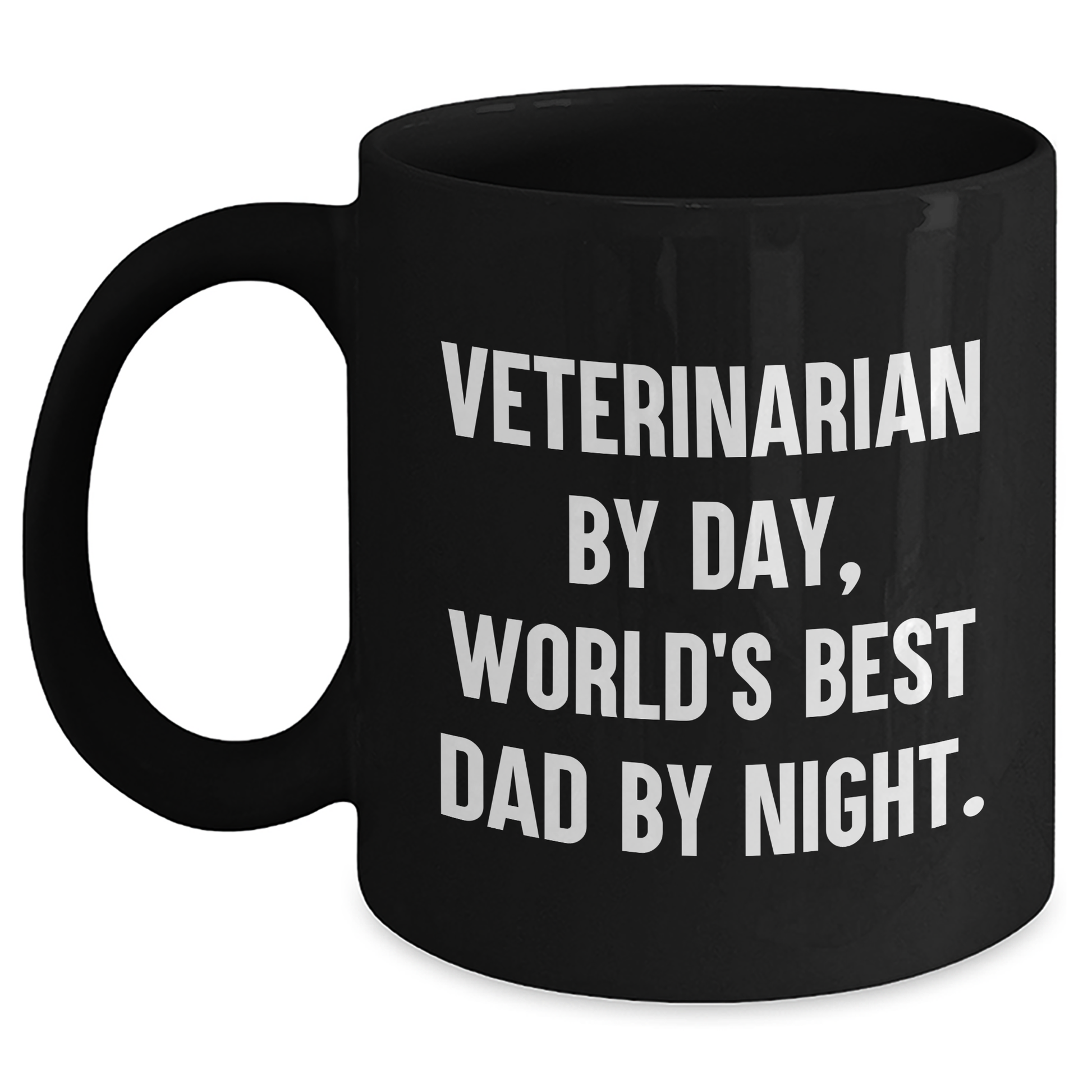 Veterinarian Gifts, Funny Quote, Black Coffee Mug - Gifts from Men for Veterinarian By Day, World's Best Dad By Night., Father's Day Unique - Main