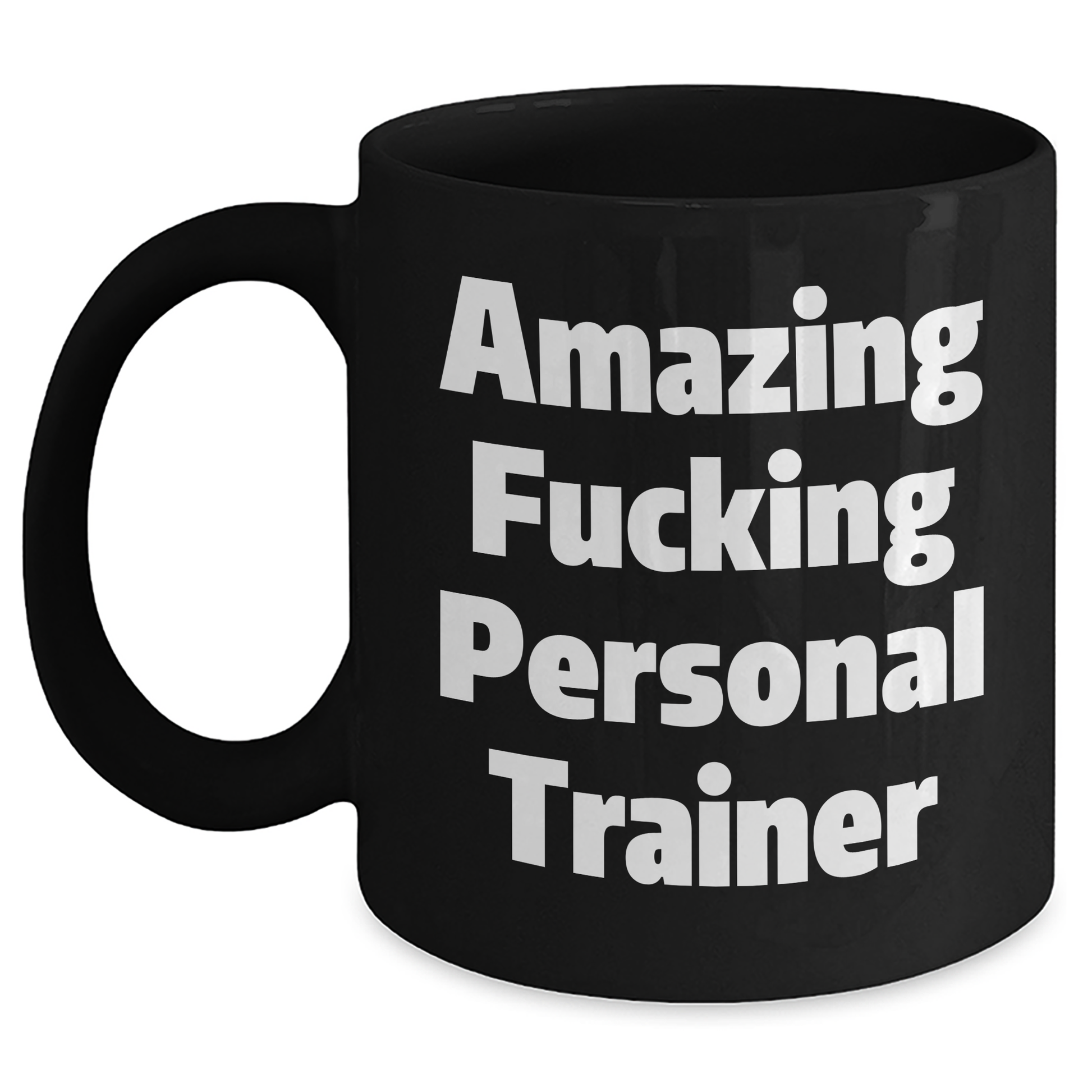 Funny Personal Trainer Gifts for Men, Women, Friends, Coworkers, Family - 'Amazing F--king Personal Trainer' Quote Black Coffee Mug, Graduation Unique Gifts from Friends, Family - Main