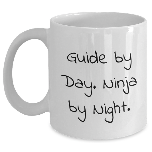 Guide Gifts By Day. Funny Mugs For Men, Ninja By Night. Unique White Coffee Mug For Father's Day - Main