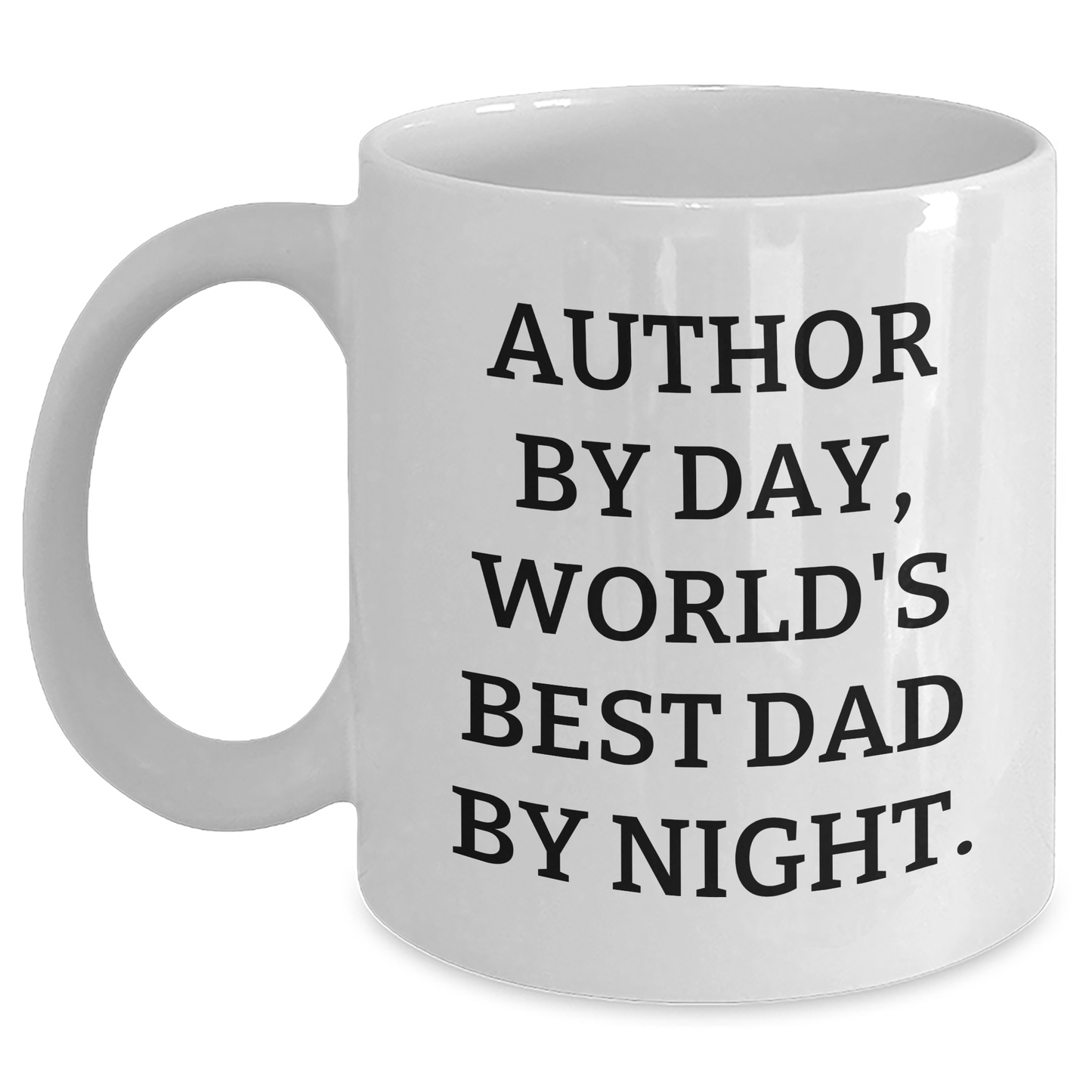 Author's Humor Gifts from Mom, Unique White Coffee Mug for Author By Day, World's Best Dad By Night. Gifts for Author, Dad - Main