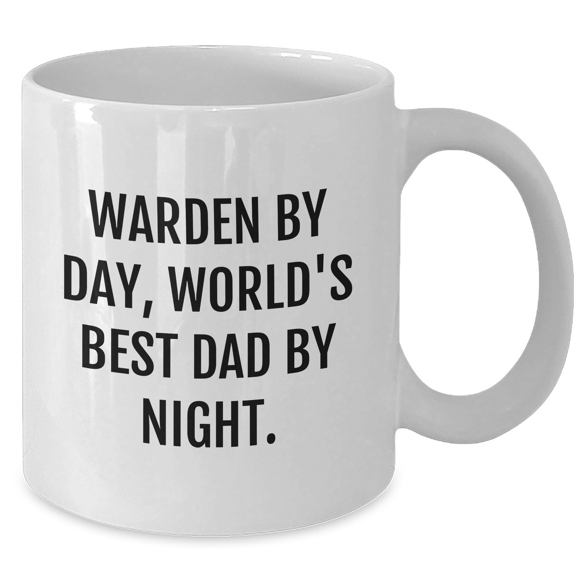 Warden By Day, World's Best Dad By Night Gifts for Father's Day - White Coffee Mug with Funny Quote, Perfect for Gifts from Dad to Son or Husband to Wife - Additional